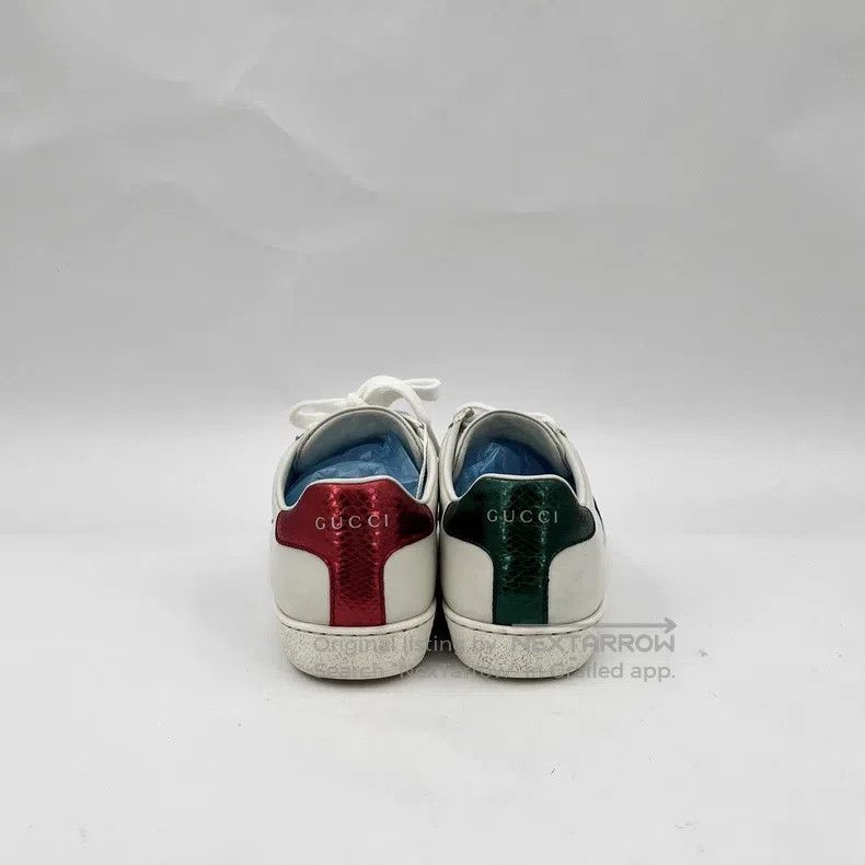Gucci Gucci White striped bee embroidery lacing casual flat boar Size US 5.5 / IT 35.5 - 4 Thumbnail
