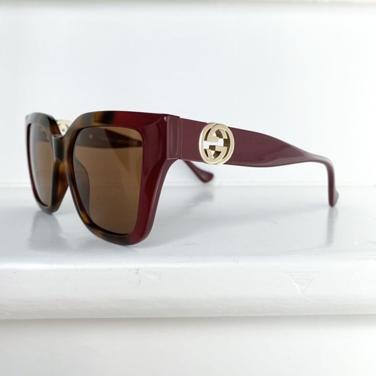 Gucci Gucci GC001630 GG1023S Sunglasses Brown Havana Burgundy Size ONE SIZE - 3 Thumbnail