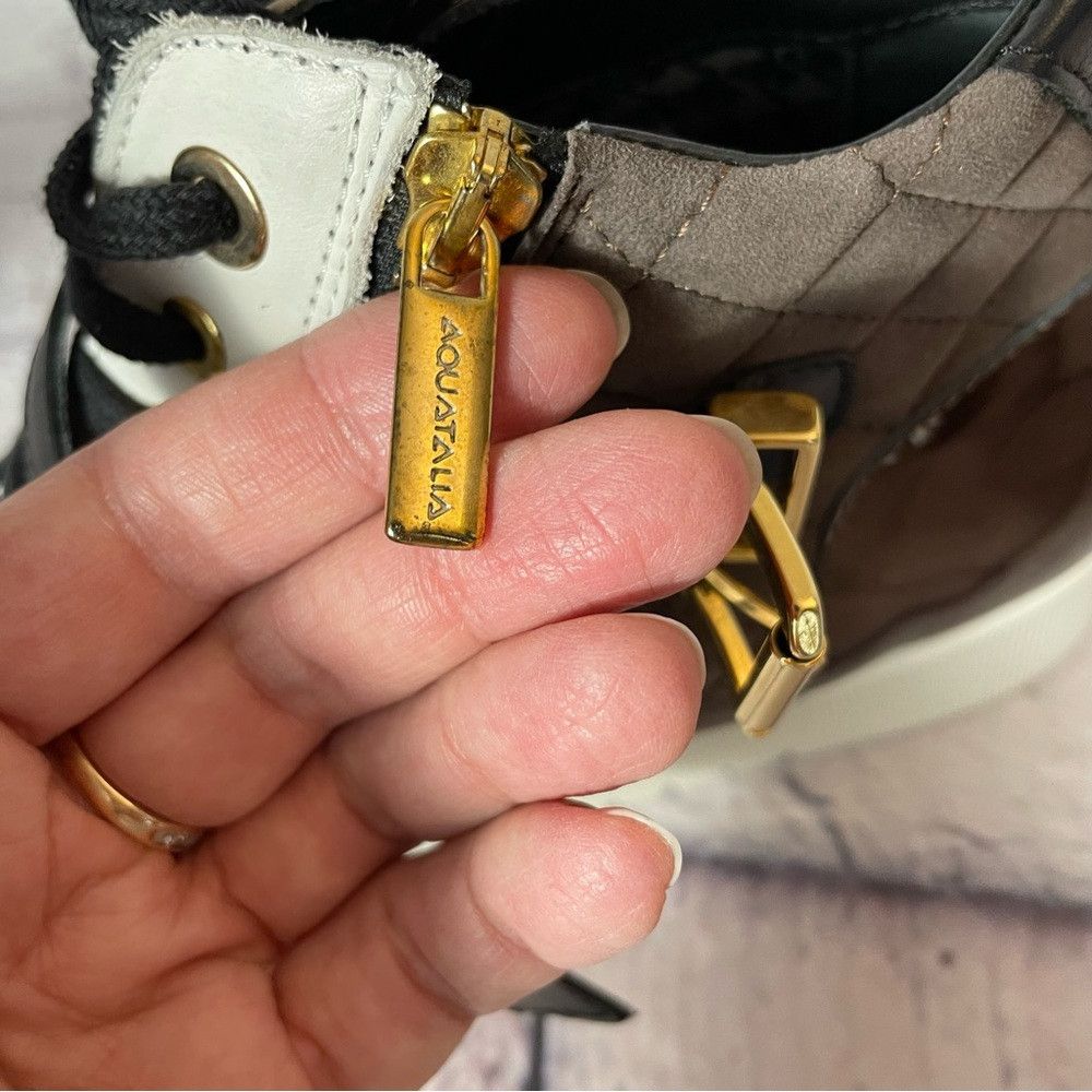 New Aquatalia Leather Adine Brown White Hi Top Sneakers Siz