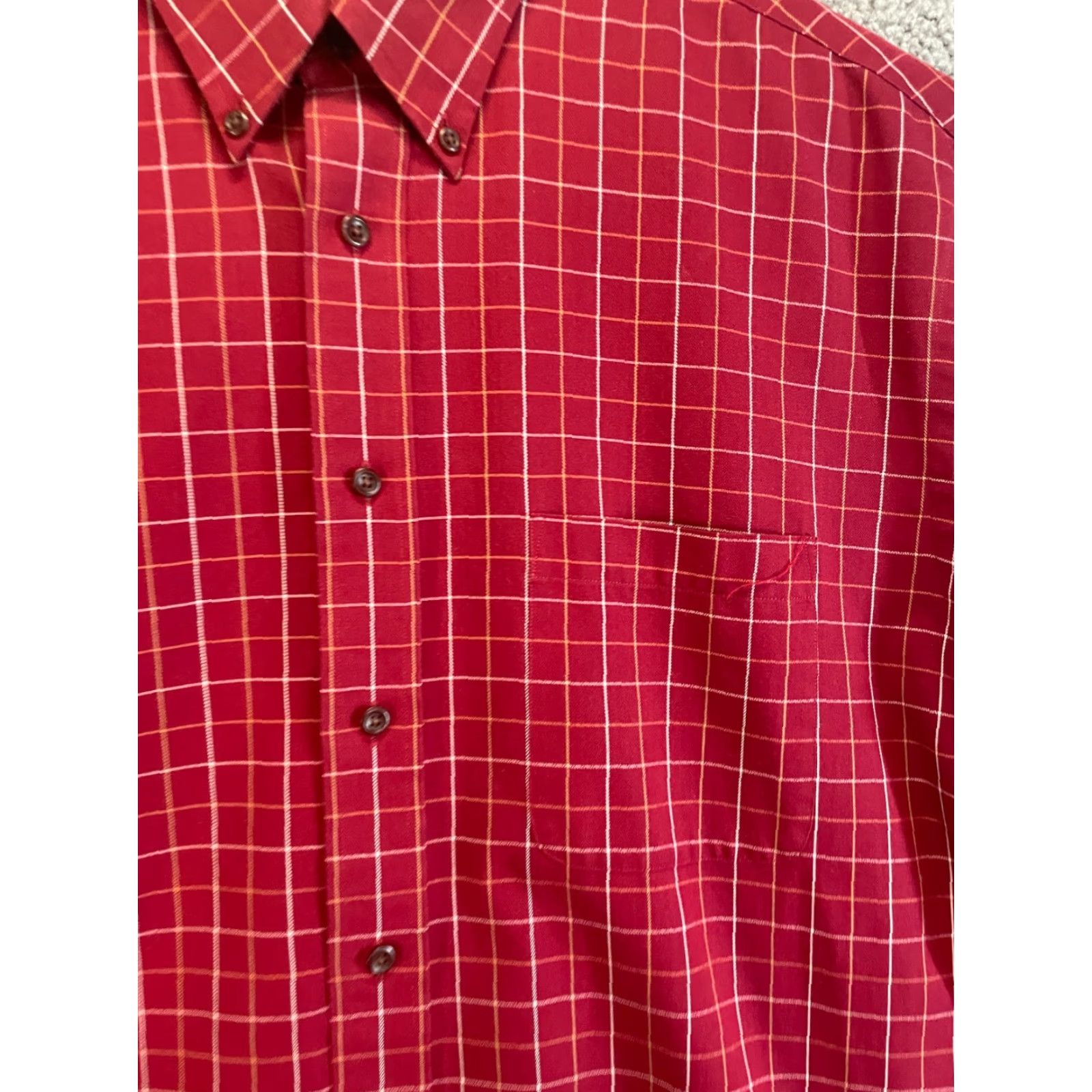 Roundtree & Yorke Roundtree & Yorke Button-Down Shirt Mens XL Red Plaid Long Sleeve Size US XL / EU 56 / 4 - 2 Thumbnail
