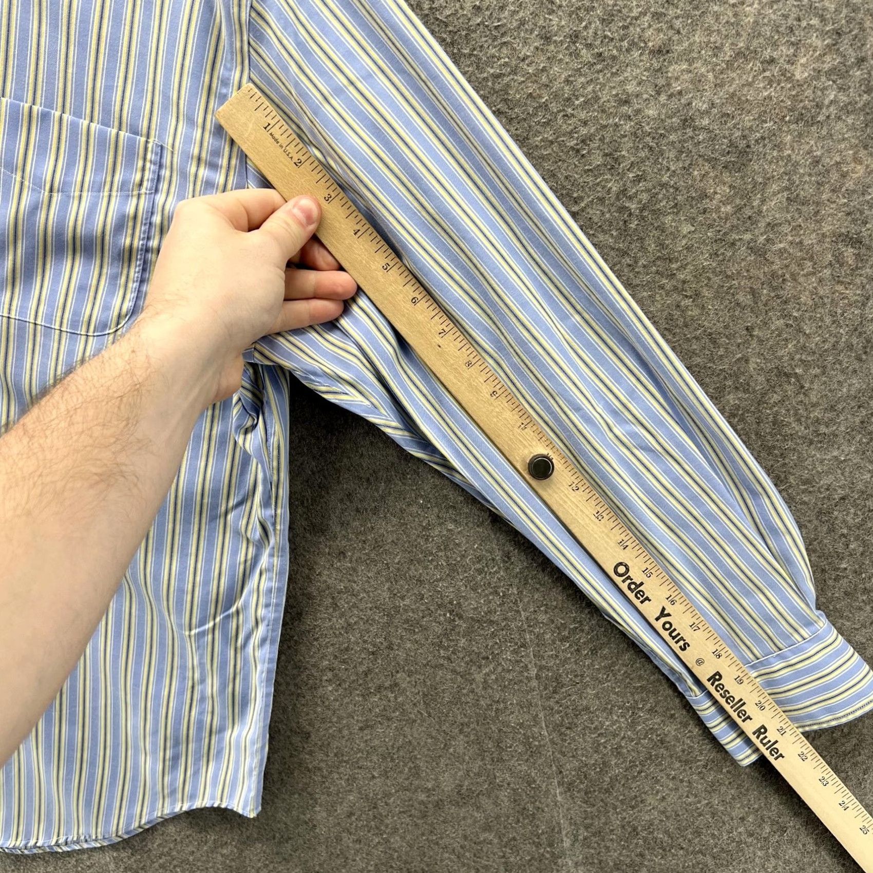 Ralph Lauren Lauren Ralph Lauren Dress Shirt Mens 16 32/33 Blue Stripe Non-Iron Cotton Shirt Mens Long Sleeve Button-Down Casual Business Size 42R - 7 Thumbnail