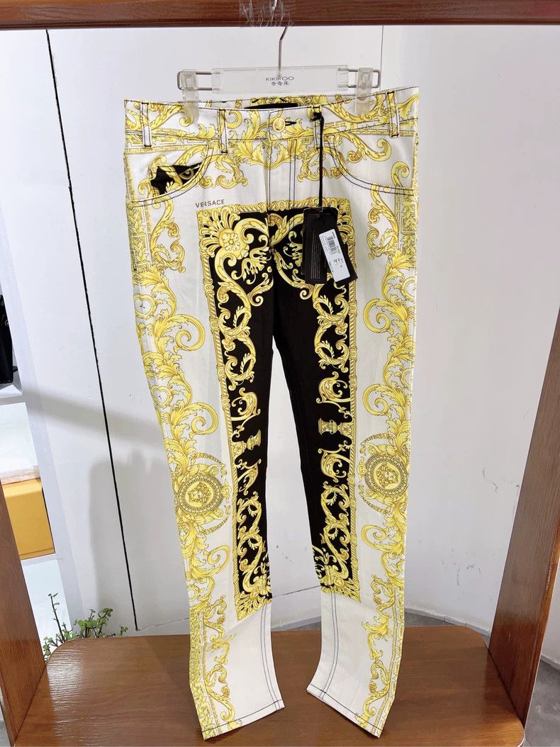 Versace Versace Gold baroque print jeans Size US 31 - 1 Thumbnail