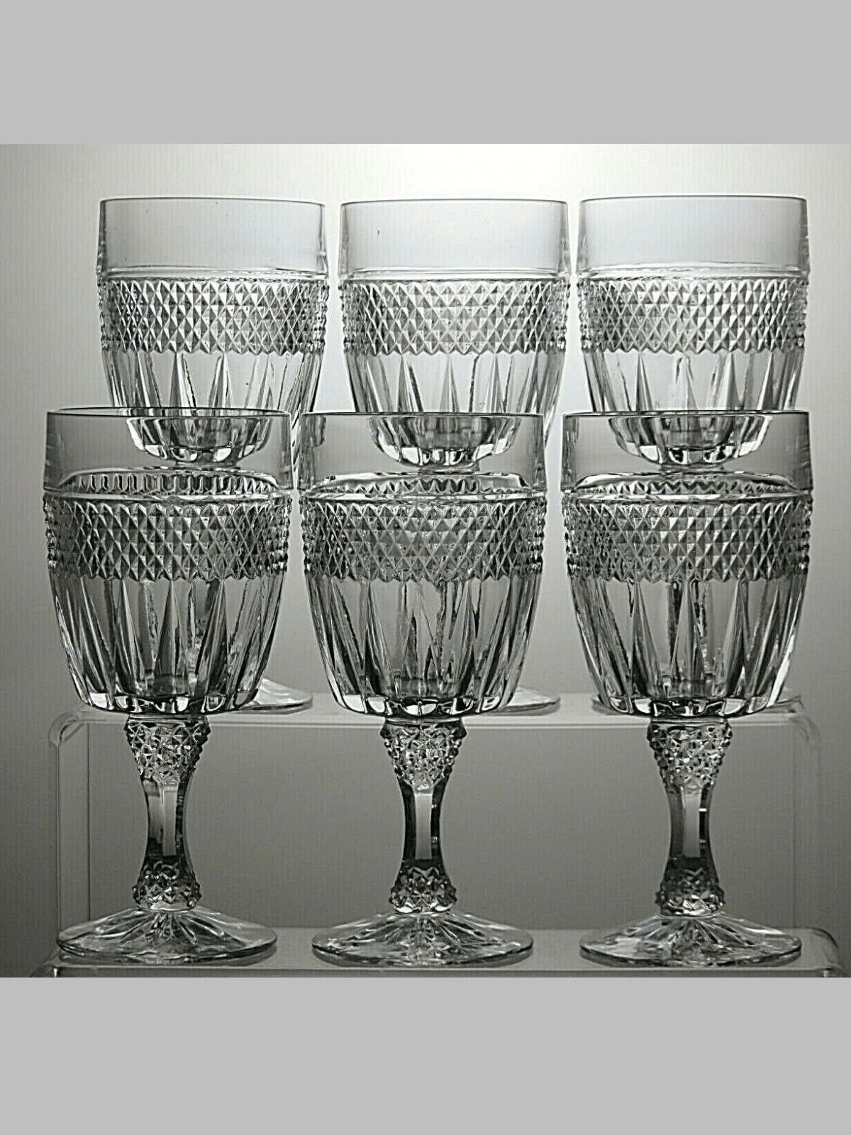 The Unbranded Brand Pressed Glass Claret Set Of 6 Wine Glasses 6" Size ONE SIZE - 1 Thumbnail