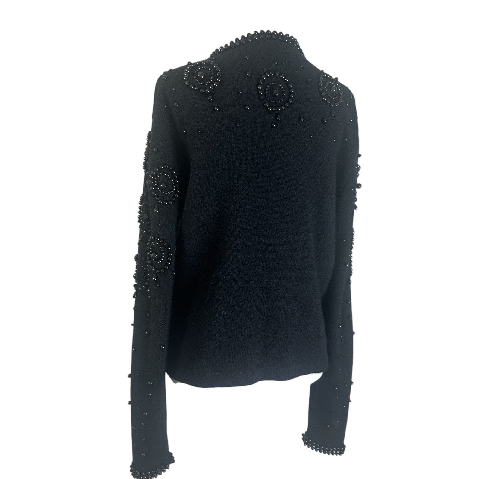 Vintage Vintage 1980s Black Wool Beaded Cardigan Sweater Large Size L / US 10 / IT 46 - 7 Thumbnail