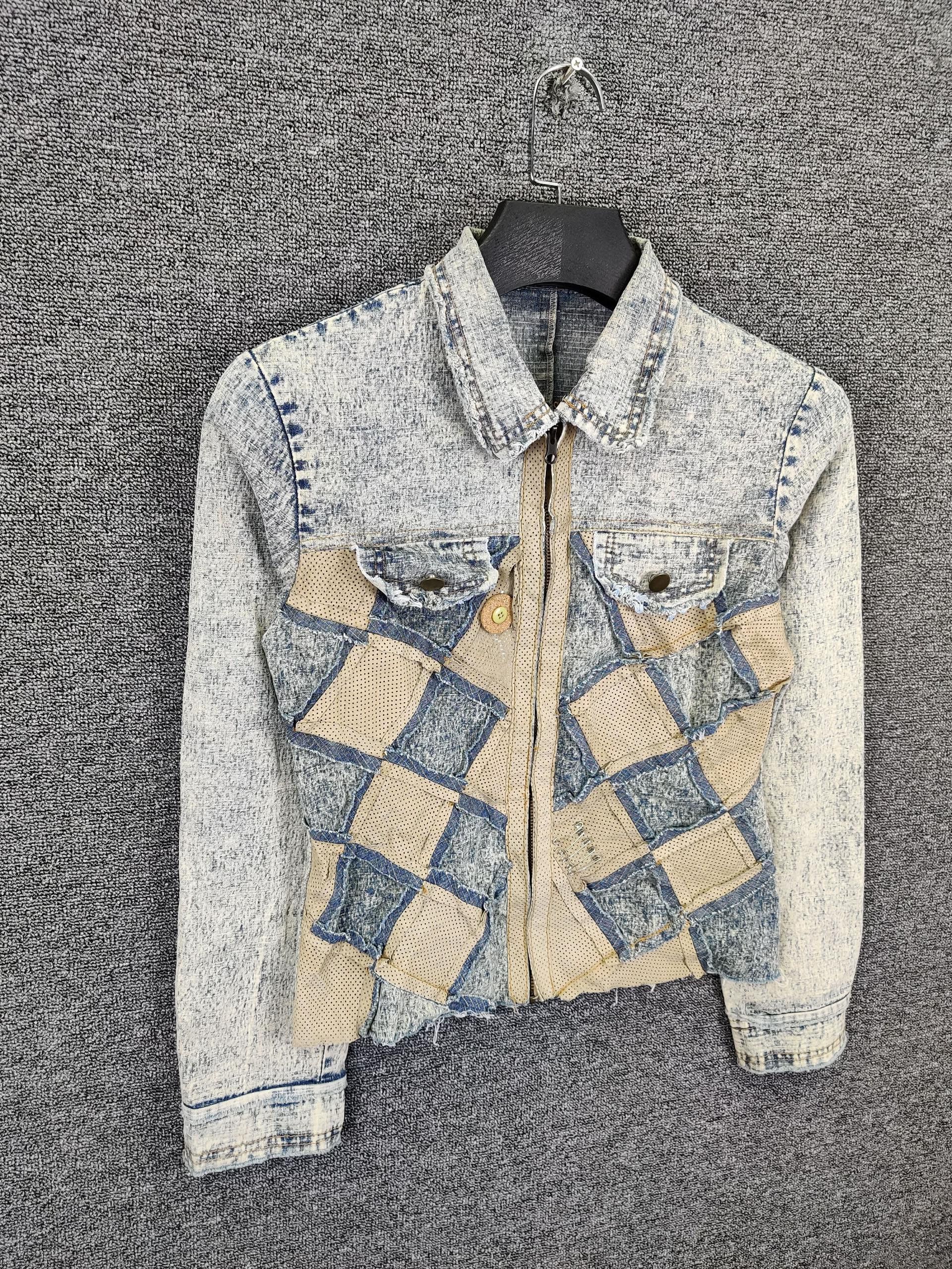 Vintage Vintage Acid Wash Checkerboard Patchwork Denim Jacket Size US S / EU 44-46 / 1 - 4 Thumbnail