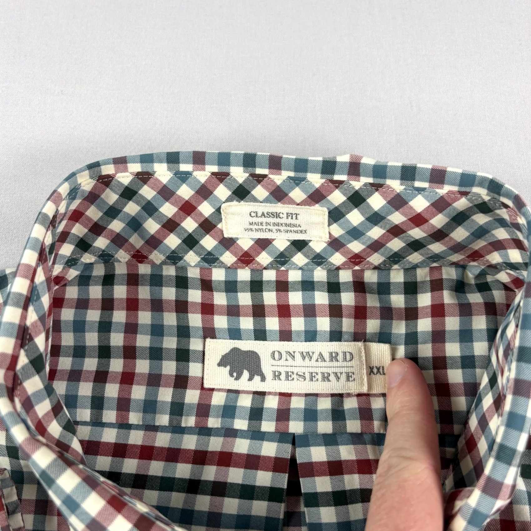 Vintage Onward Reserve Shirt Mens 2XL Plaid Button-Up Stretch Nylon Casual Size US XXL / EU 58 / 5 - 4 Thumbnail