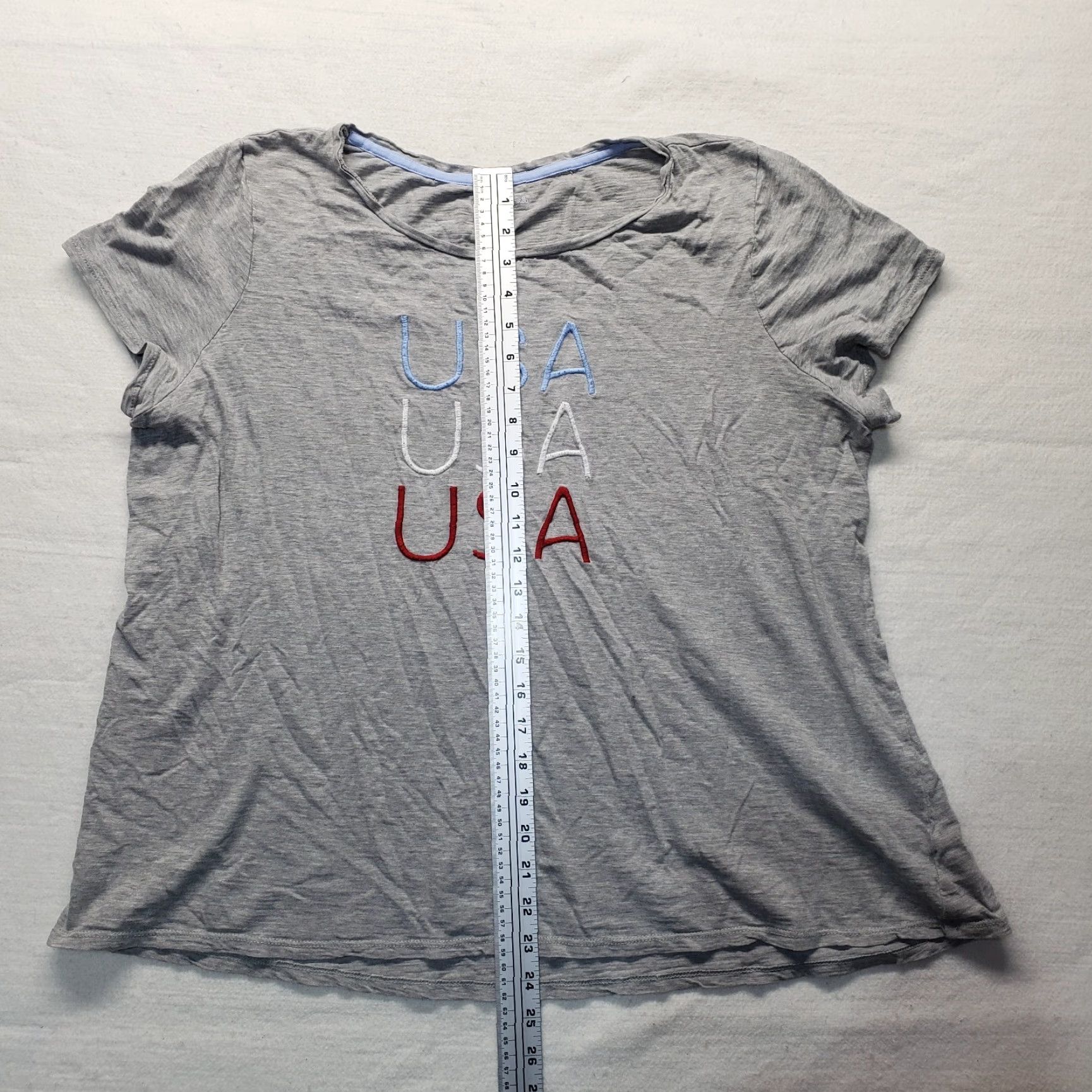 Vintage Kim Rogers USA Gray Short Sleeve Shirt Womens PXL Petite Size T-Shirt 4th Patriotic USA Size XL / US 12-14 / IT 48-50 - 5 Thumbnail