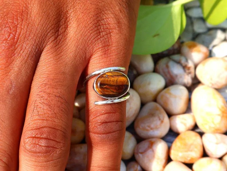 Handmade Tiger's Eye Ring, 925 Silver Ring, Handmade Yellow Gemstone Size ONE SIZE - 9 Thumbnail