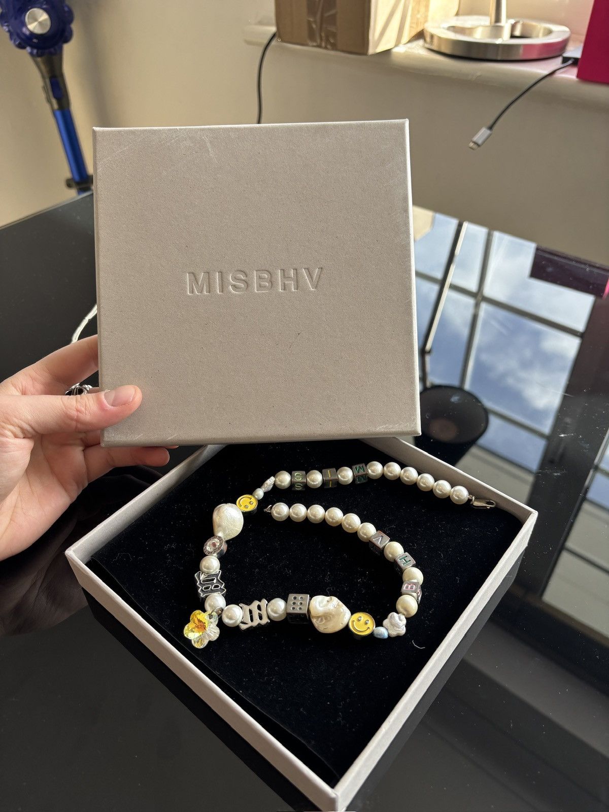 Misbhv MISBHV 17” pearl LA bead necklace with logo charms - Size ONE SIZE - 2 Thumbnail