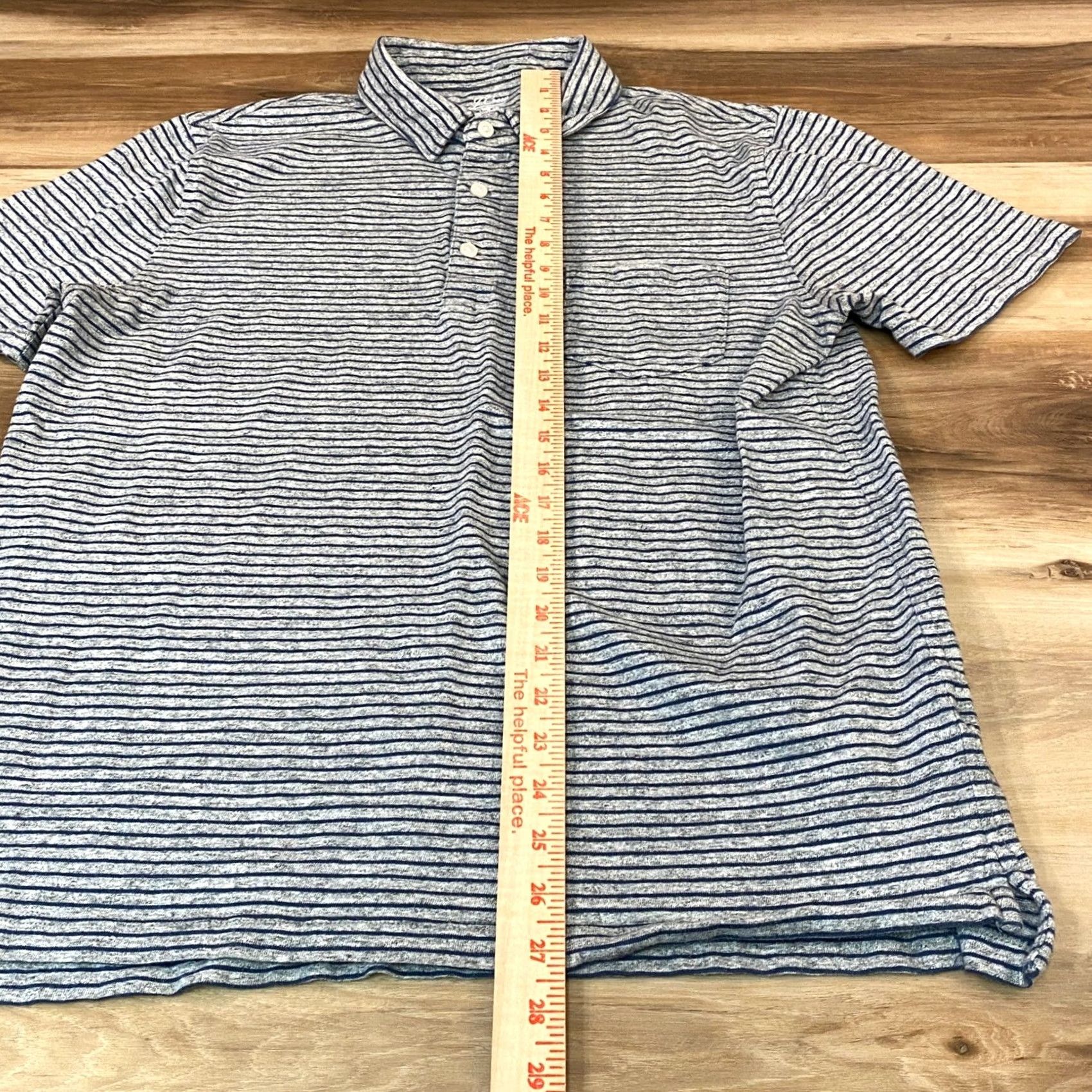 J.Crew J.Crew Polo Shirt Striped Slub Cotton Short Sleeve Gray Blue L Mens Size US L / EU 52-54 / 3 - 4 Thumbnail