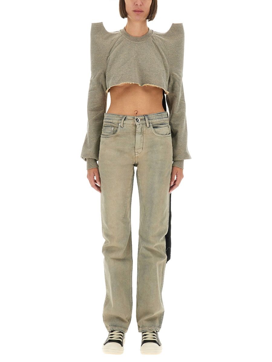 Rick Owens Drkshdw RICK OWENS DRKSHDW "CROPPED TECSWEAT" SWEATSHIRT - GREY Size M / US 6-8 / IT 42-44 - 1 Thumbnail