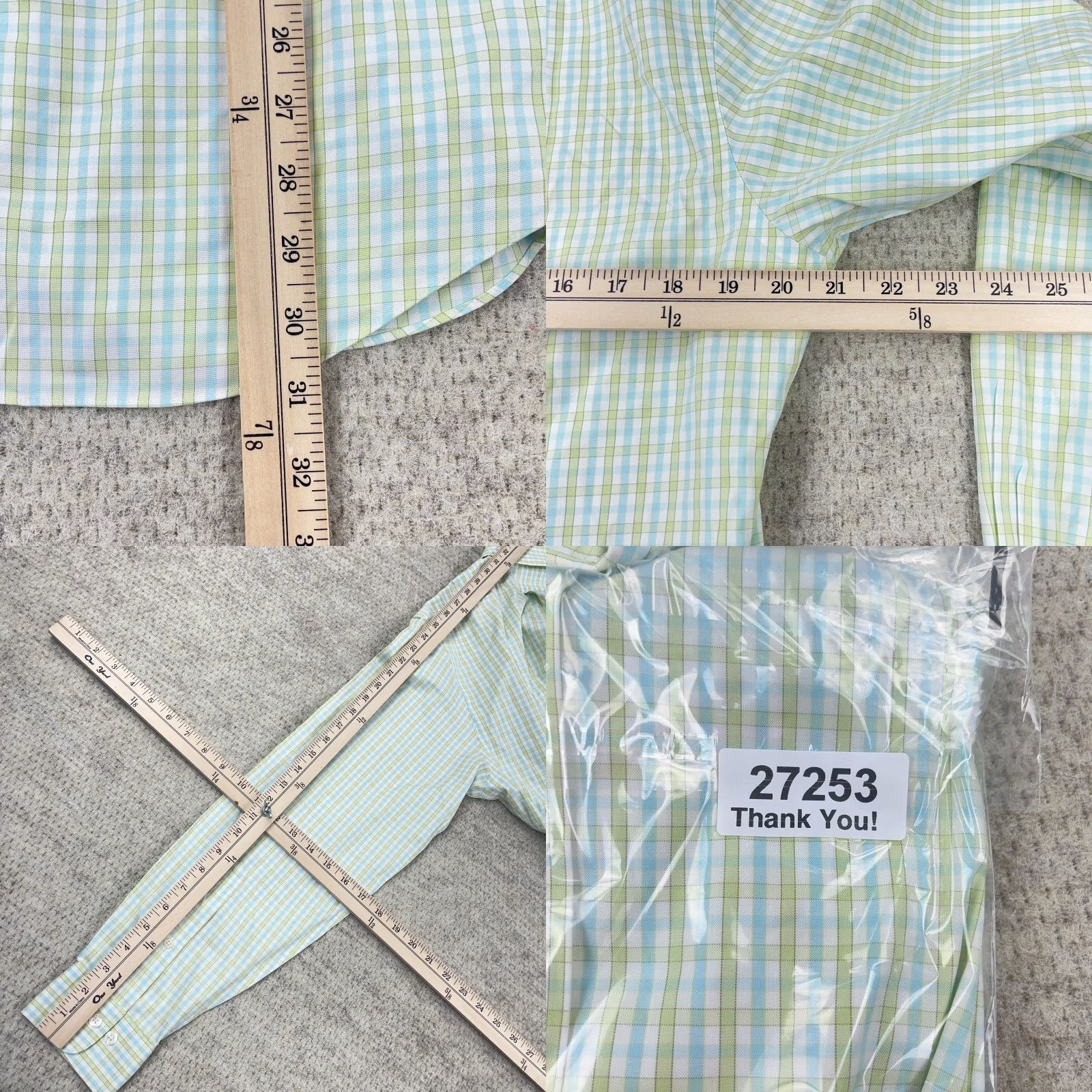 Brooks Brothers Brooks Brothers Men's Slim Fit Green Plaid Button-Up Shirt Medium Casual Dress Size 40R - 8 Thumbnail