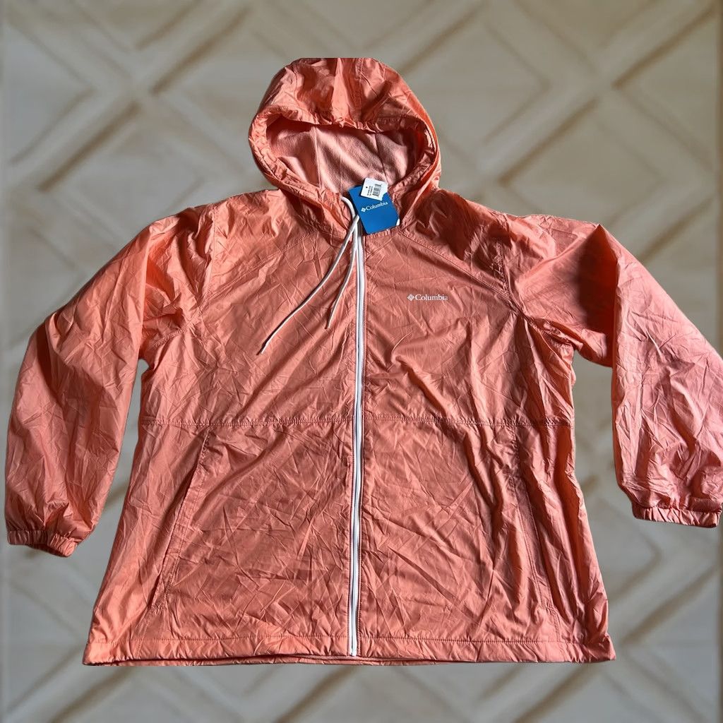 Vintage NWT Columbia Flash Challenger Windbreaker Women's 2XL Salmon Lightweight Hooded Full Zip Short/ Mid-Length Jacket Size XXL / US 16-18 / IT 52-54 - 1 Thumbnail