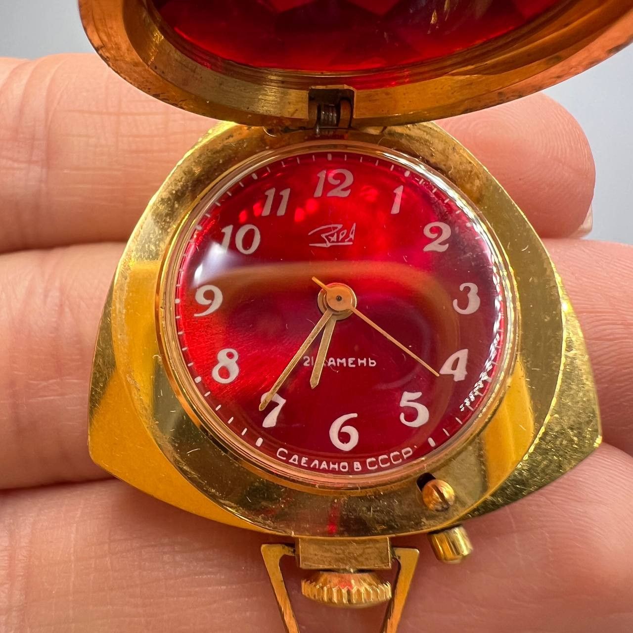 Vintage Zaria Vintage USSR Gilding Watch Pendant AU5 Passport Size ONE SIZE - 4 Thumbnail