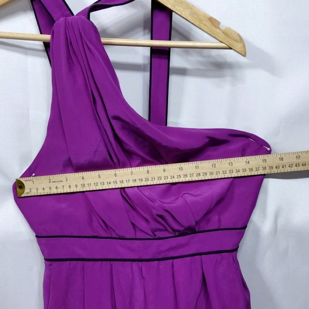 Vintage THREAL SOCIAL Purple One Shoulder Dress Solid Sleeveless Short Women Size 6 Size 28" / US 6 / IT 42 - 4 Thumbnail