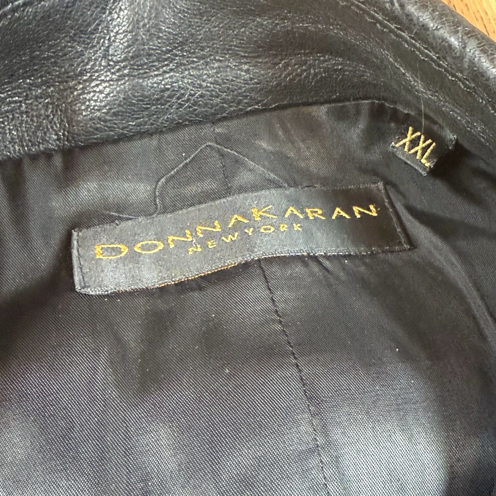 Donna Karan VINTAGE Donna Karan Leather Motorcycle Jacket Womens 2XL Black Wool Linen Lined Button Zip Biker Jacket Womens Men? Size XXL / US 16-18 / IT 52-54 - 3 Thumbnail