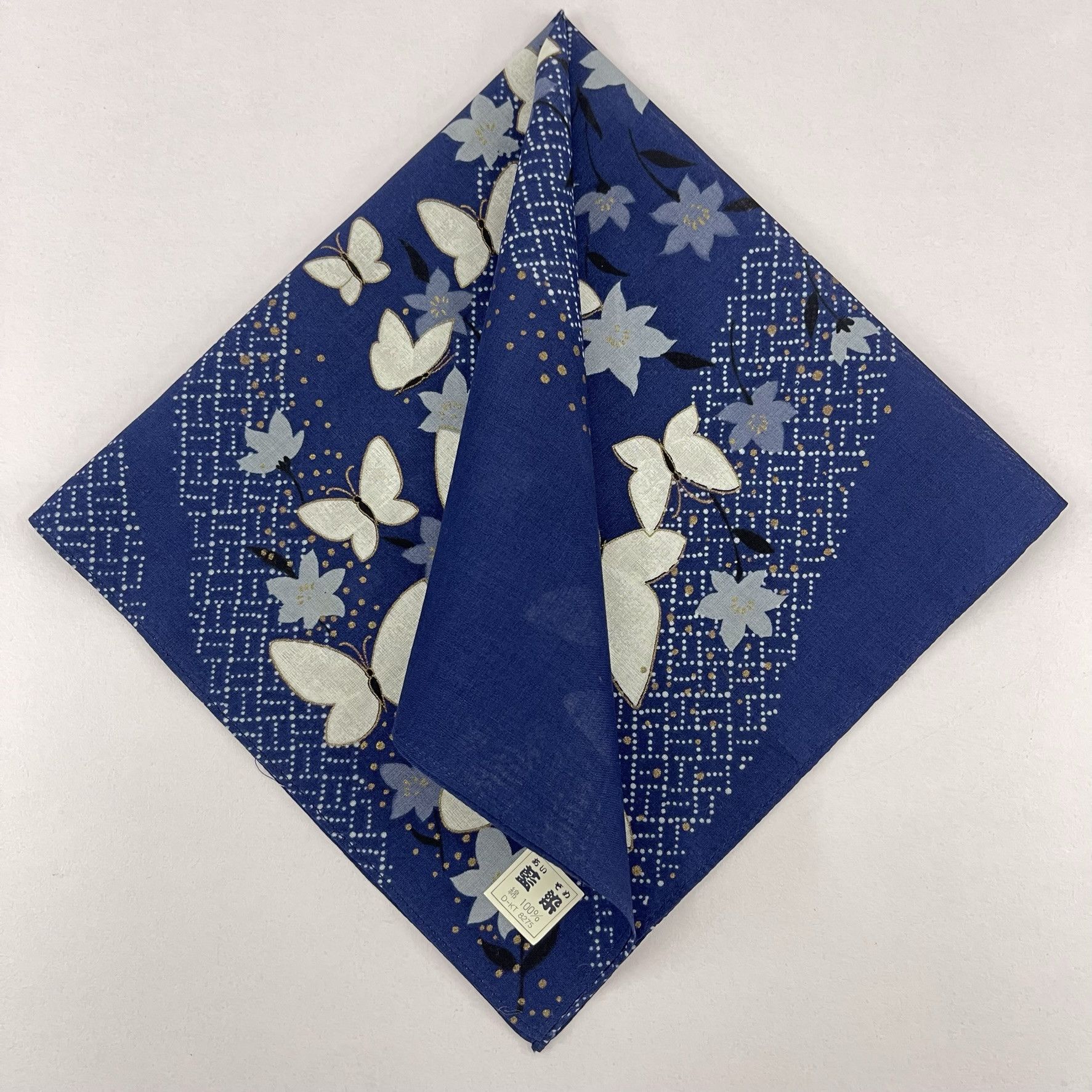 Japanese Brand Japanese Butterfly Art Indigo Dyeing Handkerchief - 5073 Size ONE SIZE - 1 Thumbnail