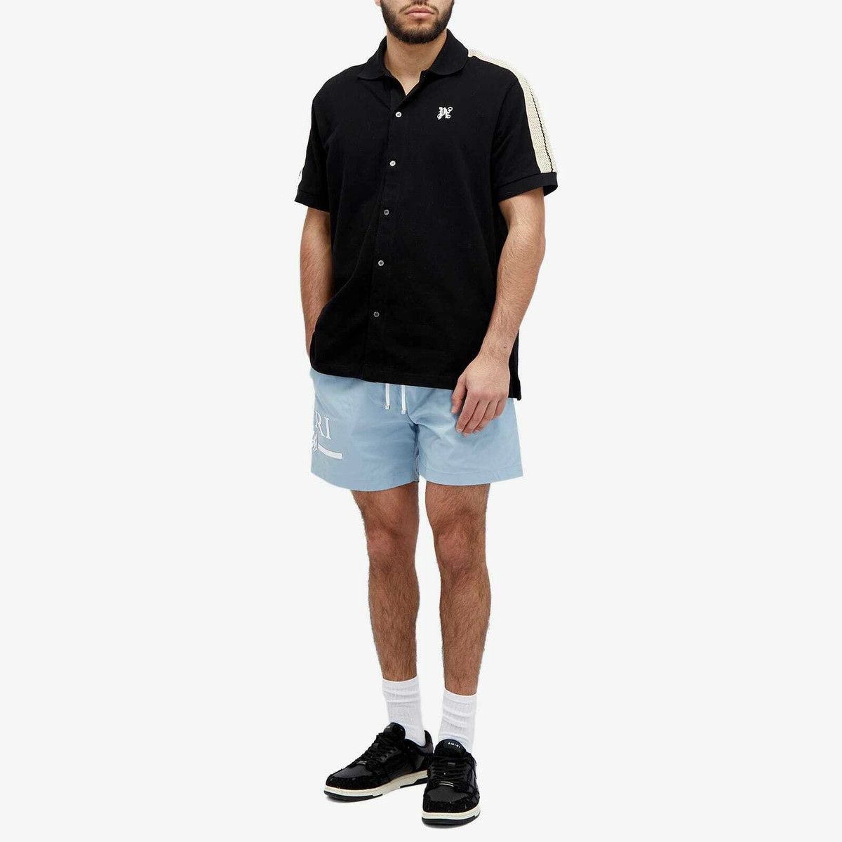 Amiri o1s1wg110525 Bar Logo Swim Shorts in Blue Size US 36 / EU 52 - 4 Thumbnail