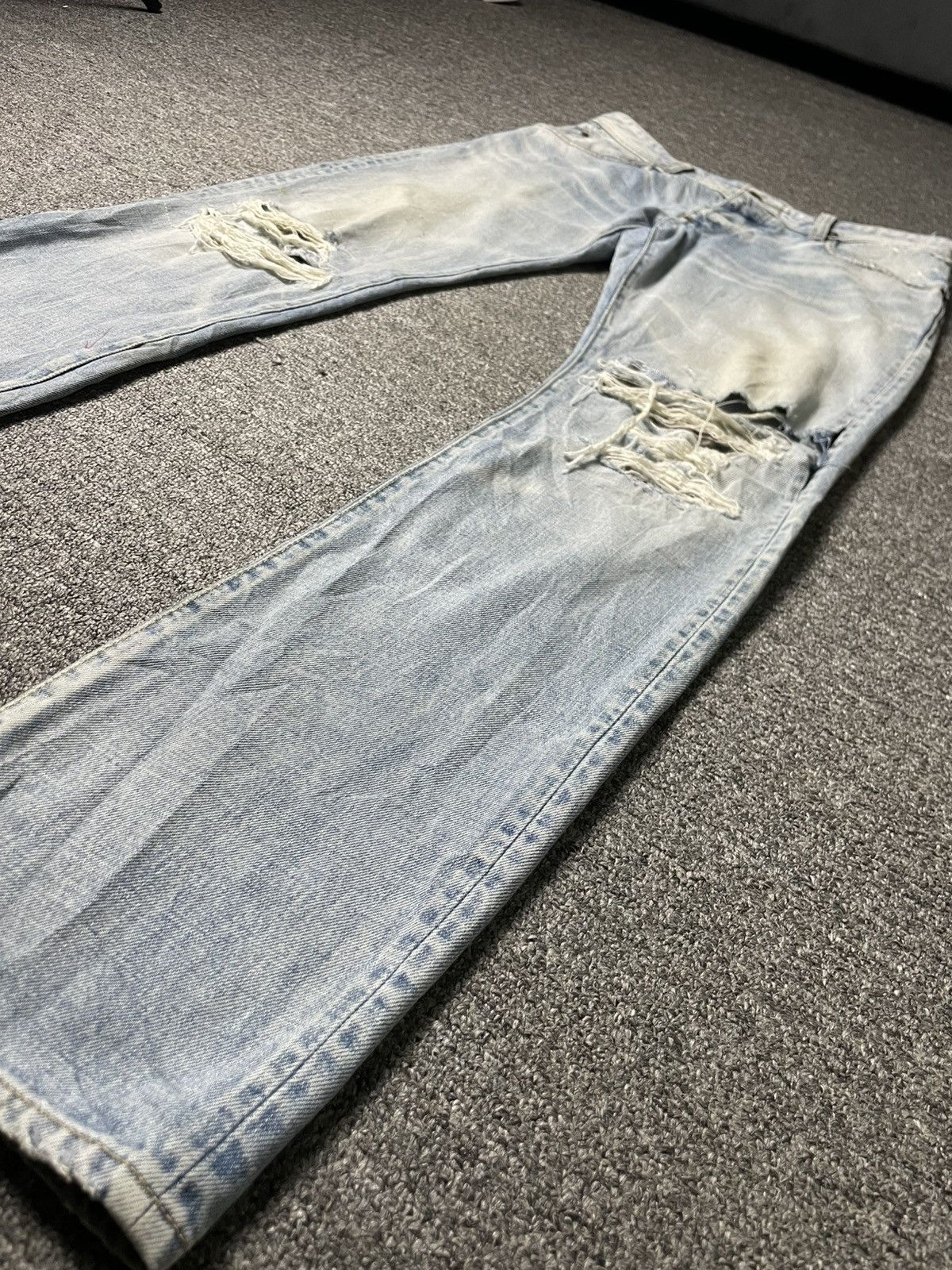 Japanese Brand × Vintage Vintage BANKROBBER Straight Cut Ripped Jeans (91) Size US 33 - 6 Thumbnail