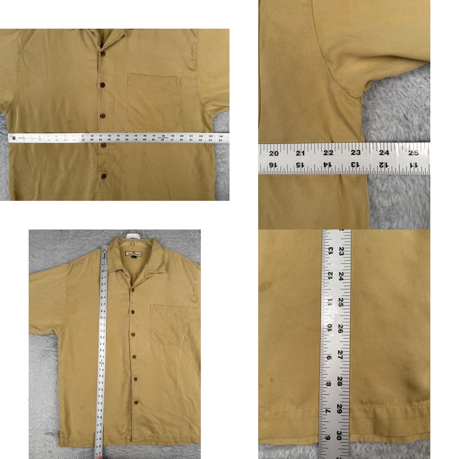 Tommy Bahama Tommy Bahama Shirt Men Large Yellow Khaki Solid Button-Up Silk Hawaiian Beach Size US L / EU 52-54 / 3 - 8 Thumbnail
