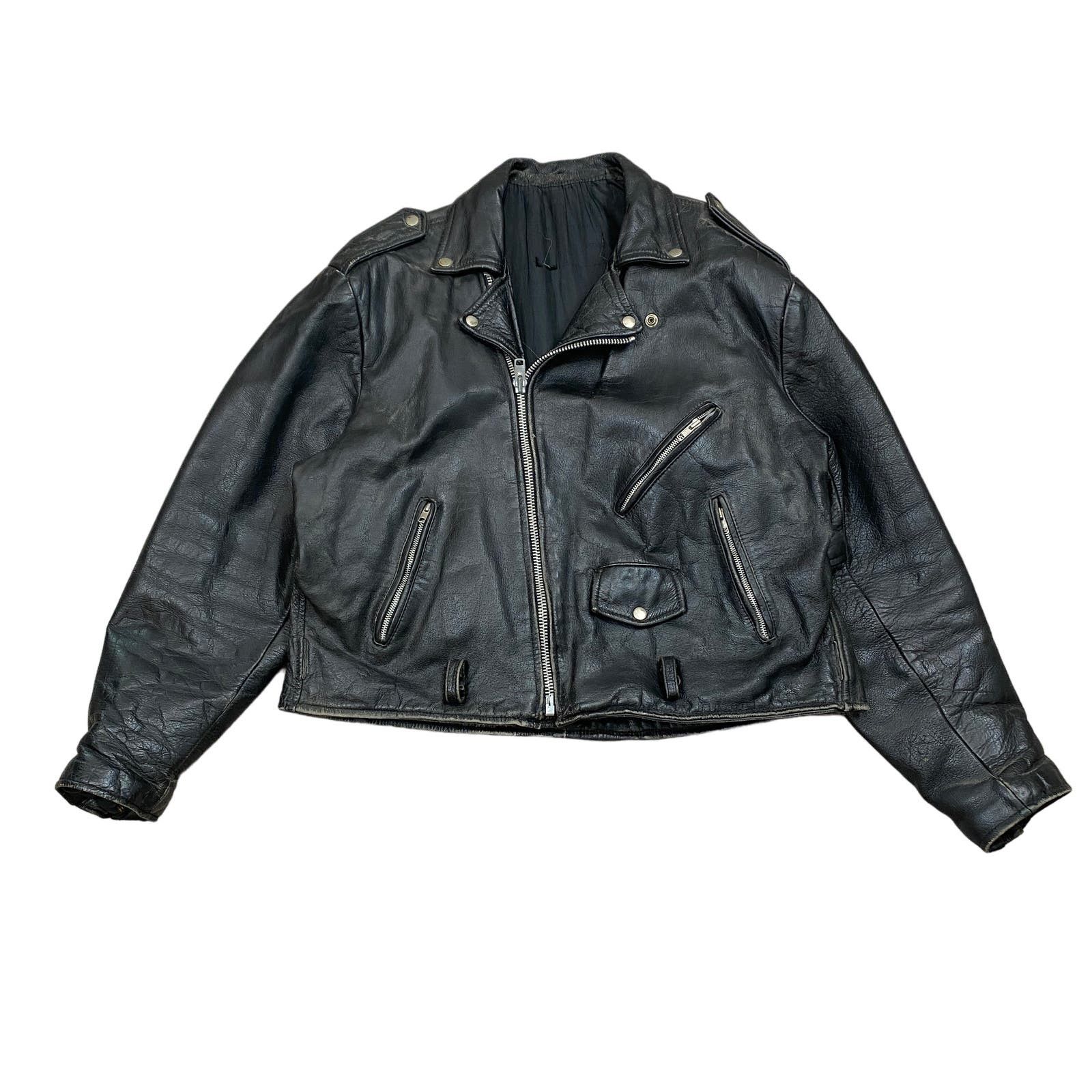 image of Vintage Wilsons Leather Motorcycle Jacket Men's in Black (Size 2XL)