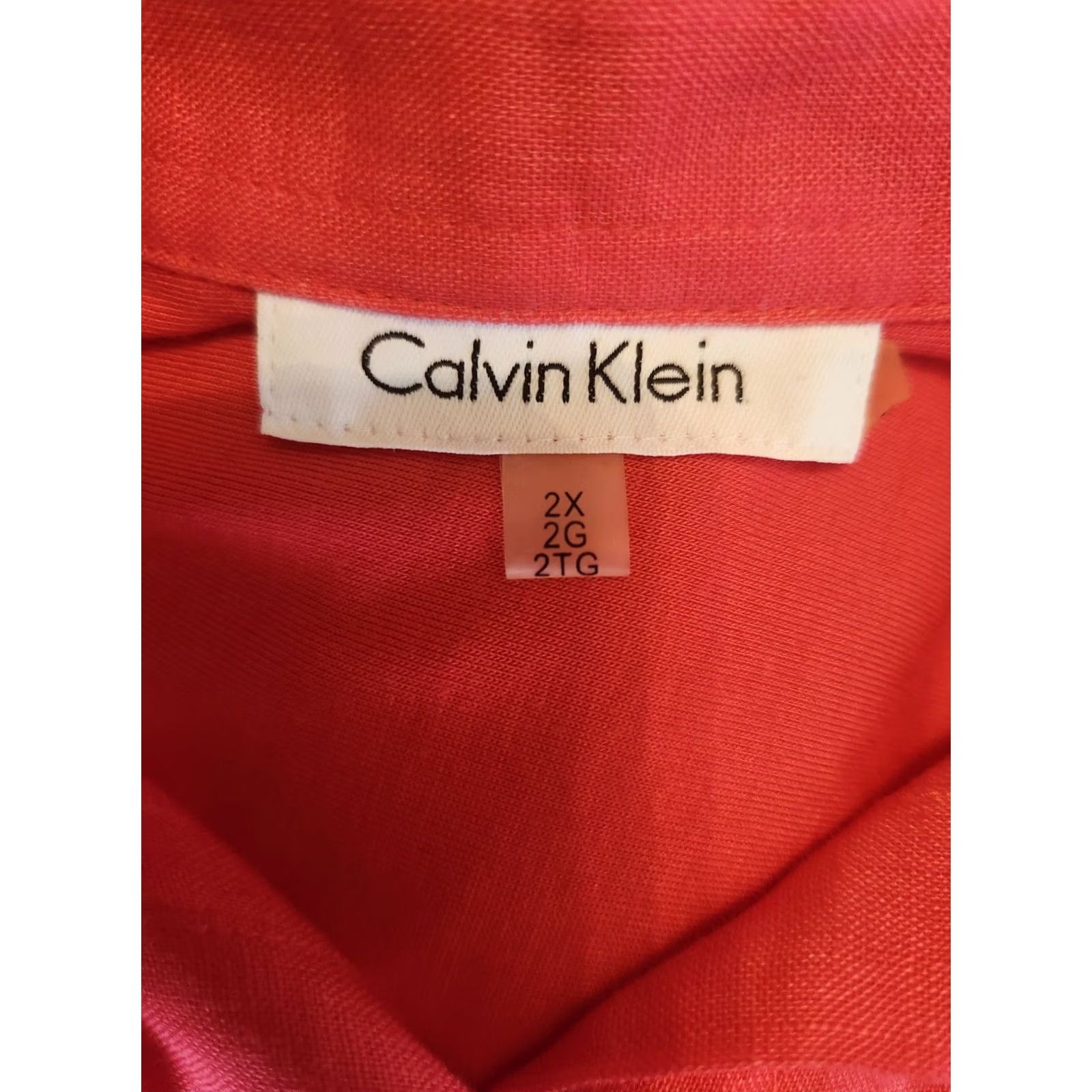 Calvin Klein Calvin Klein Womens Red Roll Tab Sleeve High Low Tunic Top Shirt 2X Plus Size XXL / US 16-18 / IT 52-54 - 6 Thumbnail