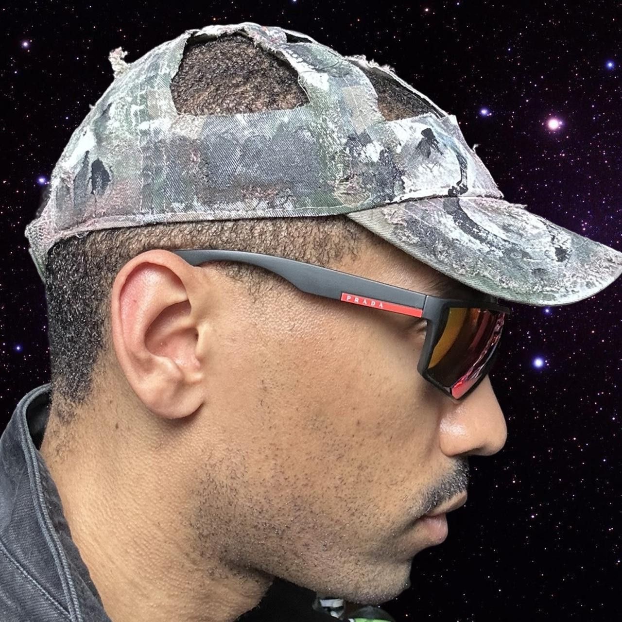 Other ASTROBOI* 'MM6' Brown Deconstructed Cut Out Camouflage Hat Size ONE SIZE - 6 Thumbnail