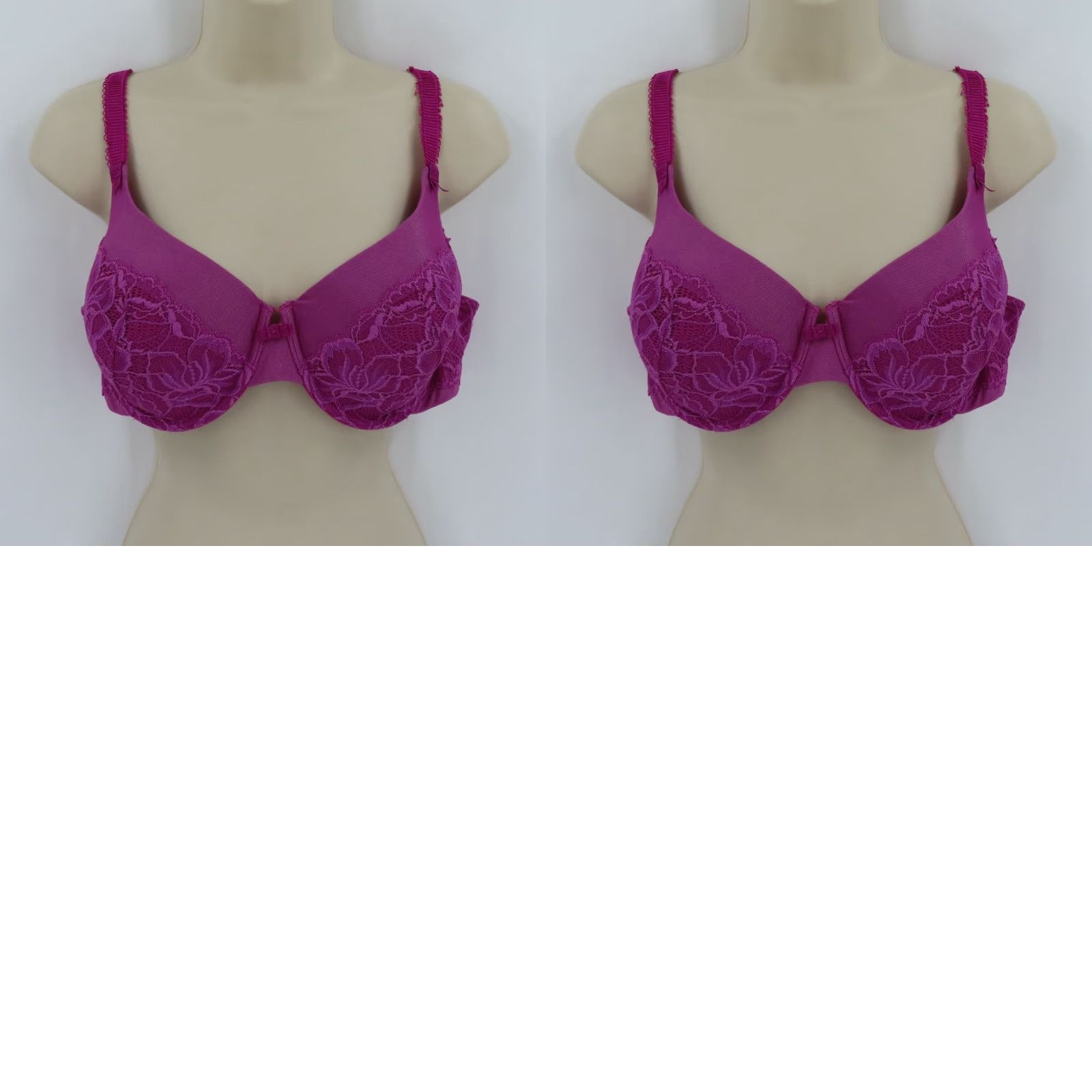 Vintage Bali Bra 38C Purple Floral Lace Desire Foam Underwire Padded Bow Womens Size ONE SIZE - 9 Thumbnail