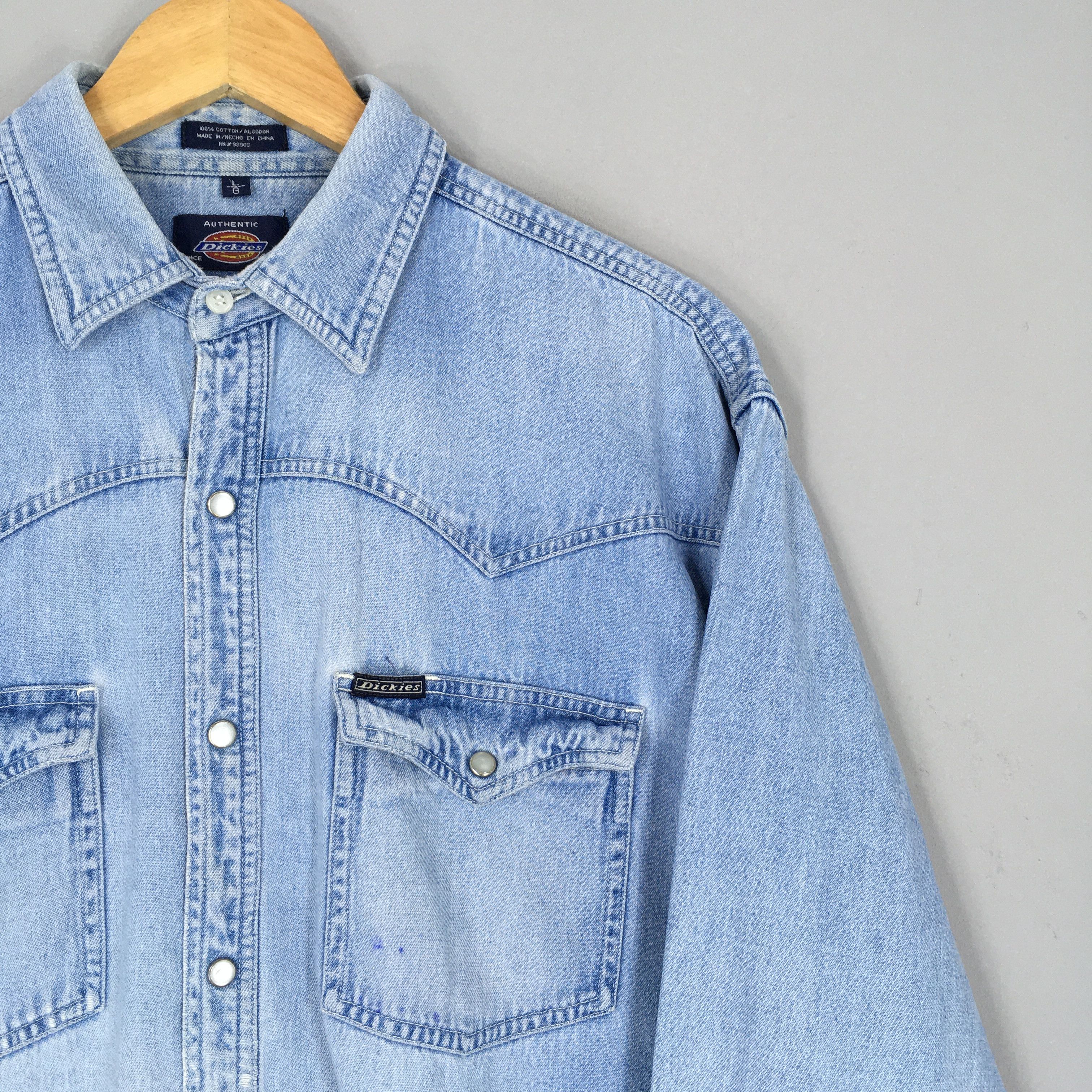 Dickies Vintage Dickies Blue Denim Western Shirt Large Size US L / EU 52-54 / 3 - 2 Thumbnail