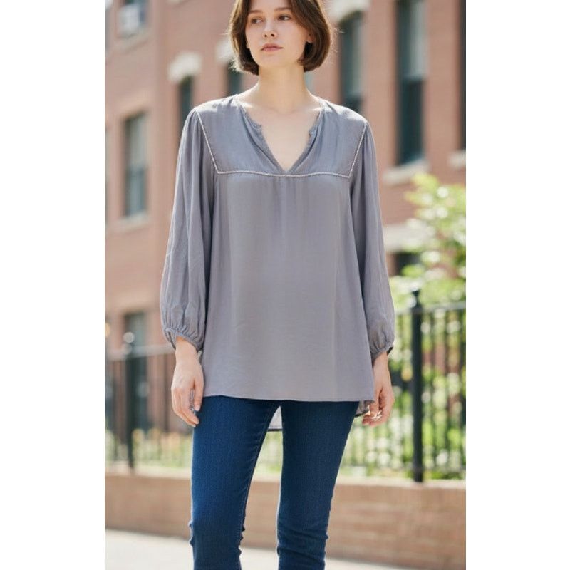Other Tucker Grey Silk Peasant Balloon Sleeve Blouse Medium Size M / US 6-8 / IT 42-44 - 1 Thumbnail