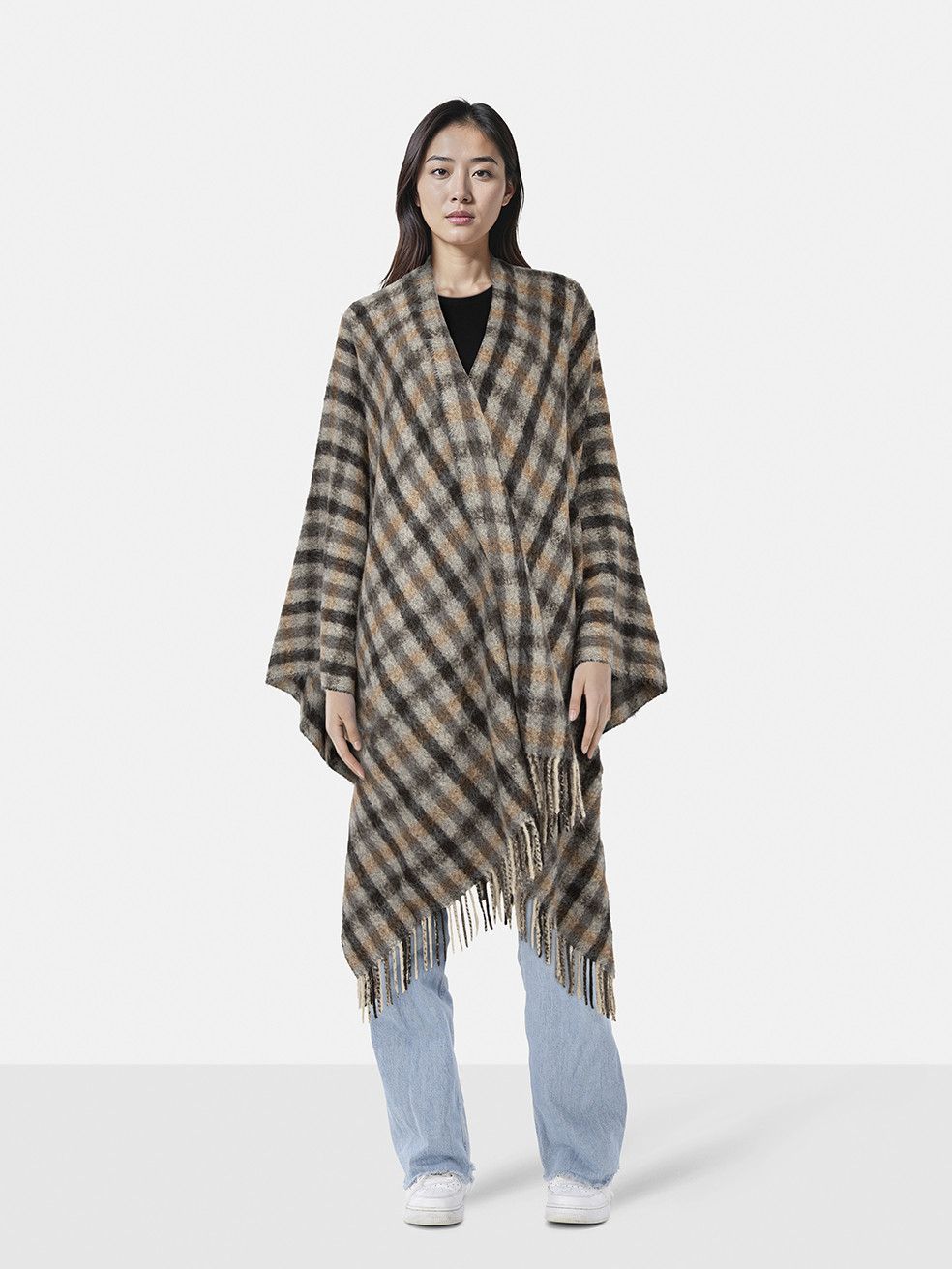 Brunello Cucinelli Tartan Alpaca Wool Shawl Size ONE SIZE - 1 Thumbnail