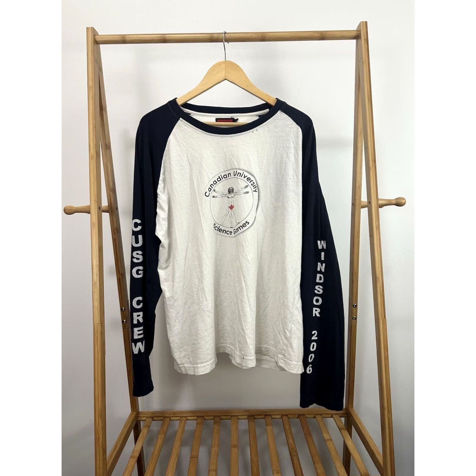 Vintage VTG Canadian University Leonardo da Vinci Vitruvian Man LS T-Shirt XL Mens White Size US XL / EU 56 / 4 - 2 Thumbnail