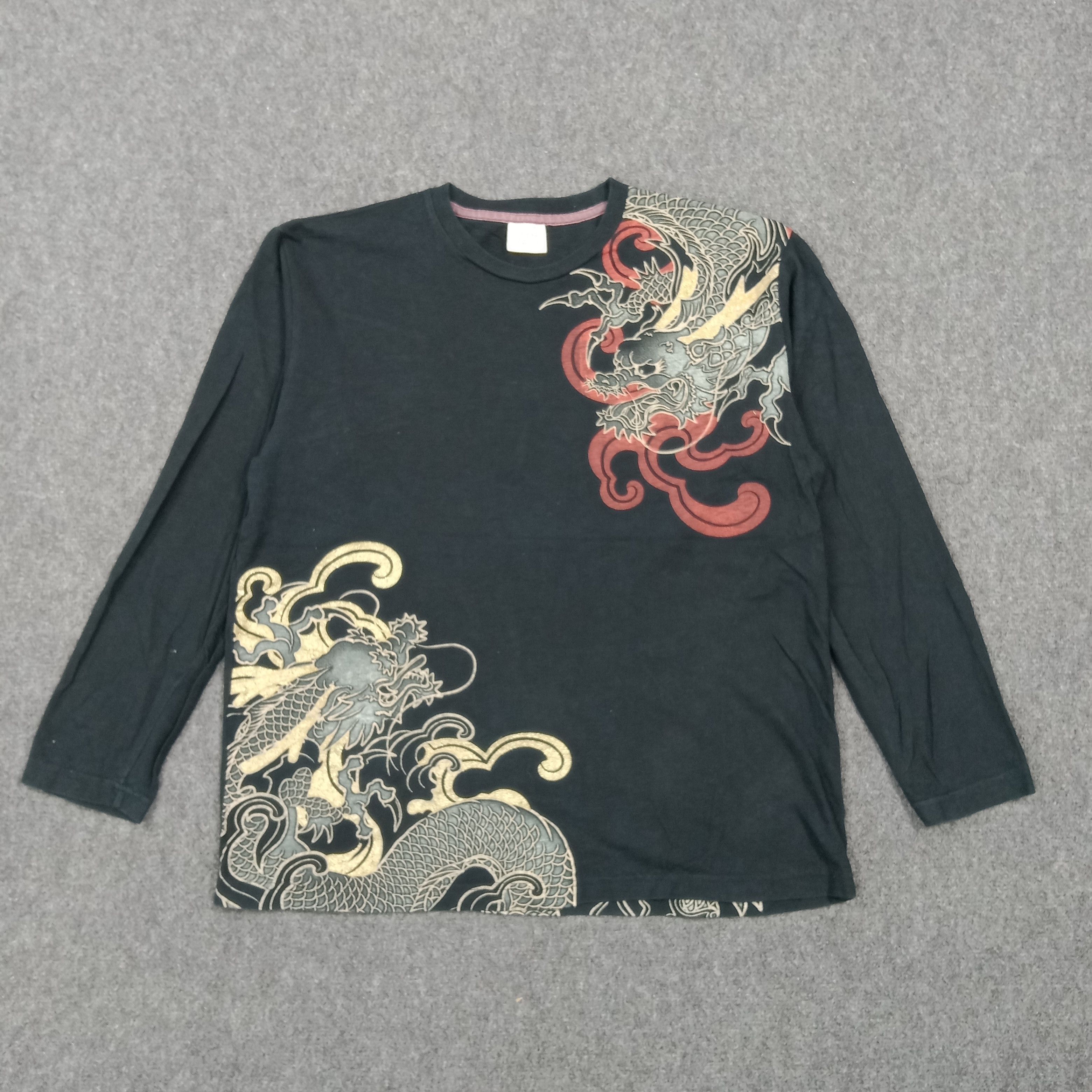 Japanese Brand Strange Heaven Dragon Tattoo Sukajan Style Tshirt C276N14 Size US L / EU 52-54 / 3 - 3 Thumbnail