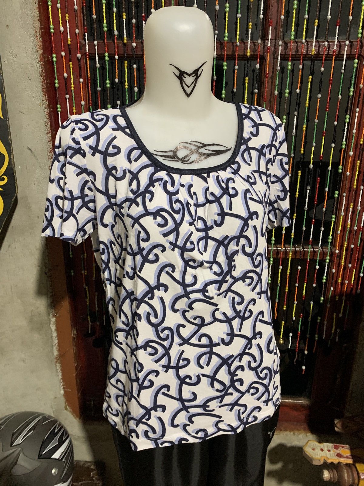 Aquascutum × Vintage 2000s Aquascutum UK Graphic Patterned Top Size L / US 10 / IT 46 - 2 Thumbnail