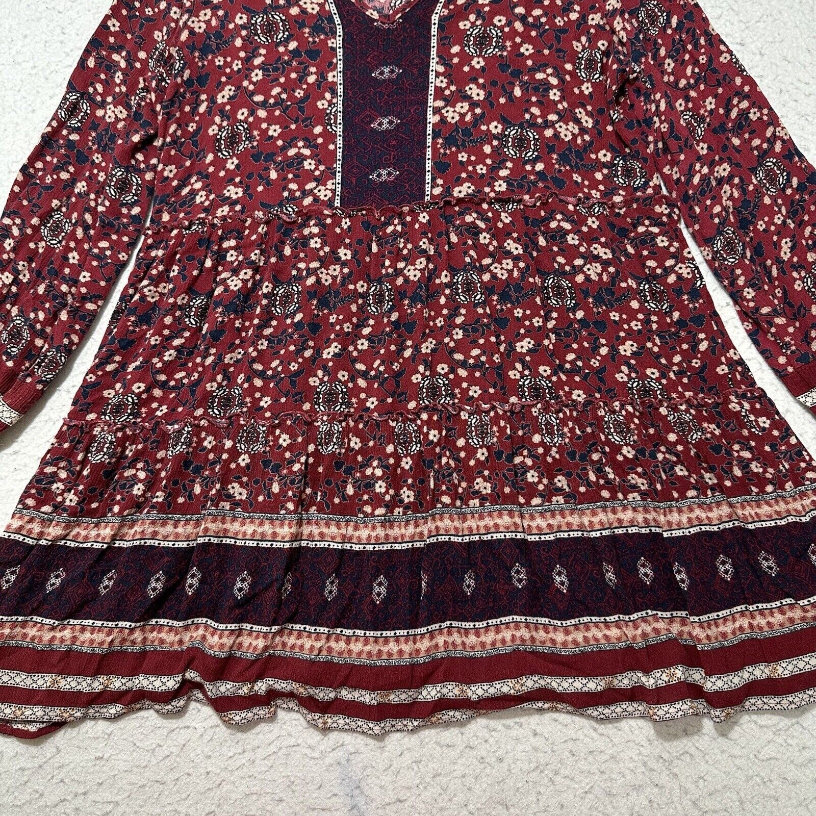 Other Knox Rose Small Dress V Neck Floral Red Lightweight Pullover Size S / US 4 / IT 40 - 5 Thumbnail