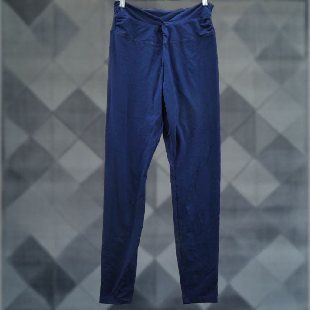 VINTAGE Victoria's Secret Leggings Women Large Blue Cotton Spandex Ruched Twist High Rise Activewear Casual Spring Summer Fall Winter