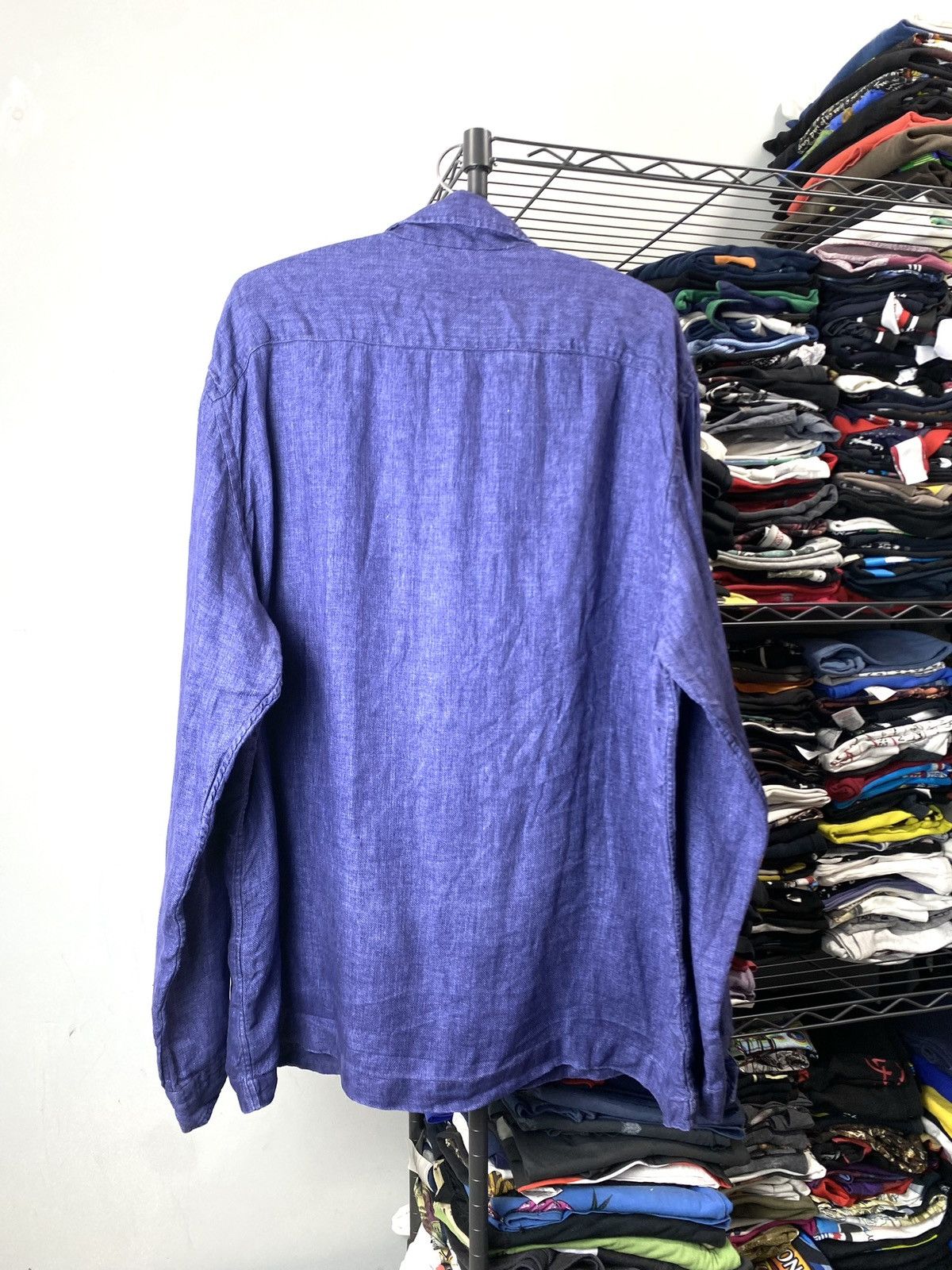 Eton Vintage French Style Eton Linen Twill Overshot Shirt Size US XL / EU 56 / 4 - 13 Thumbnail