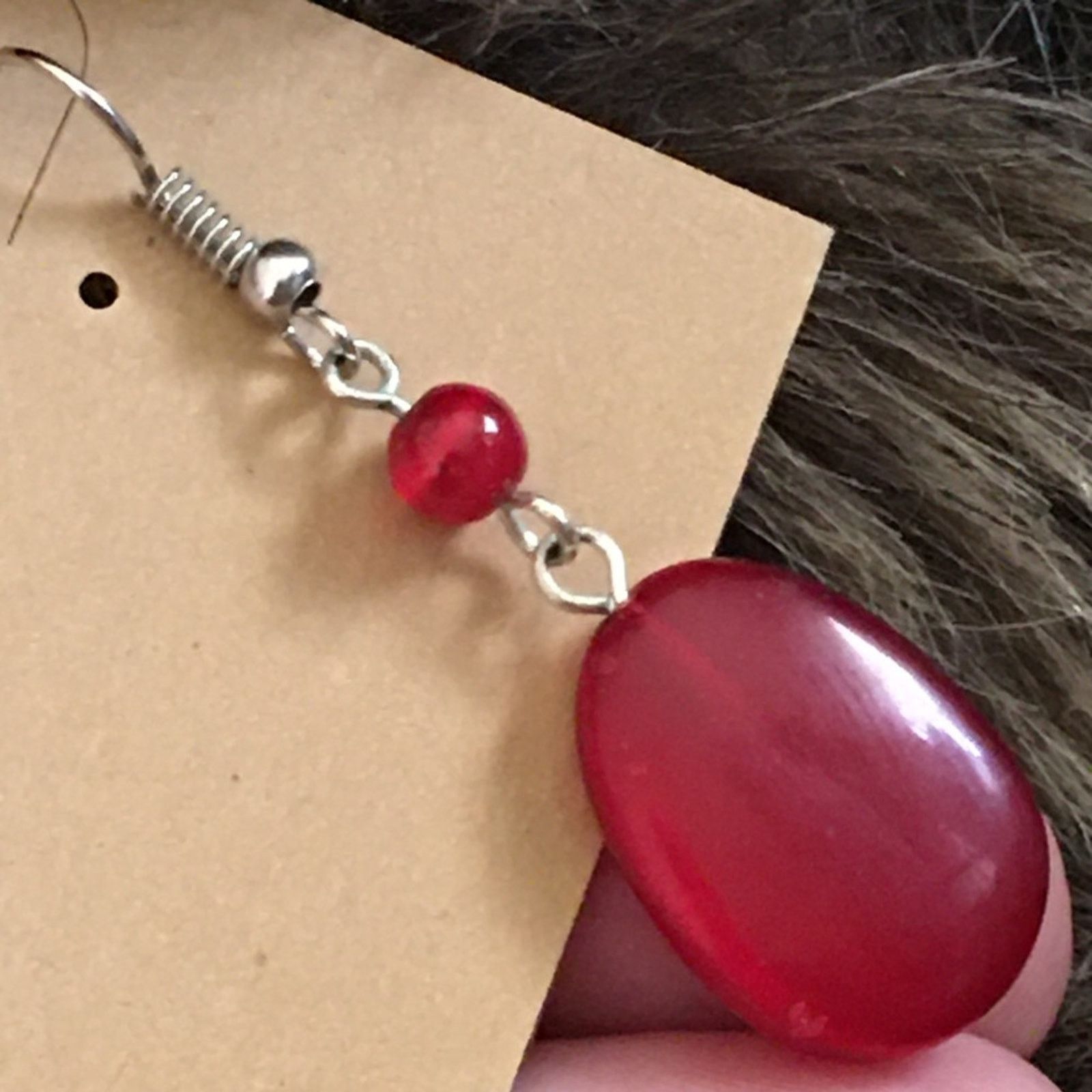 Vintage Vintage repurpose red glass drop earrings Size ONE SIZE - 3 Thumbnail