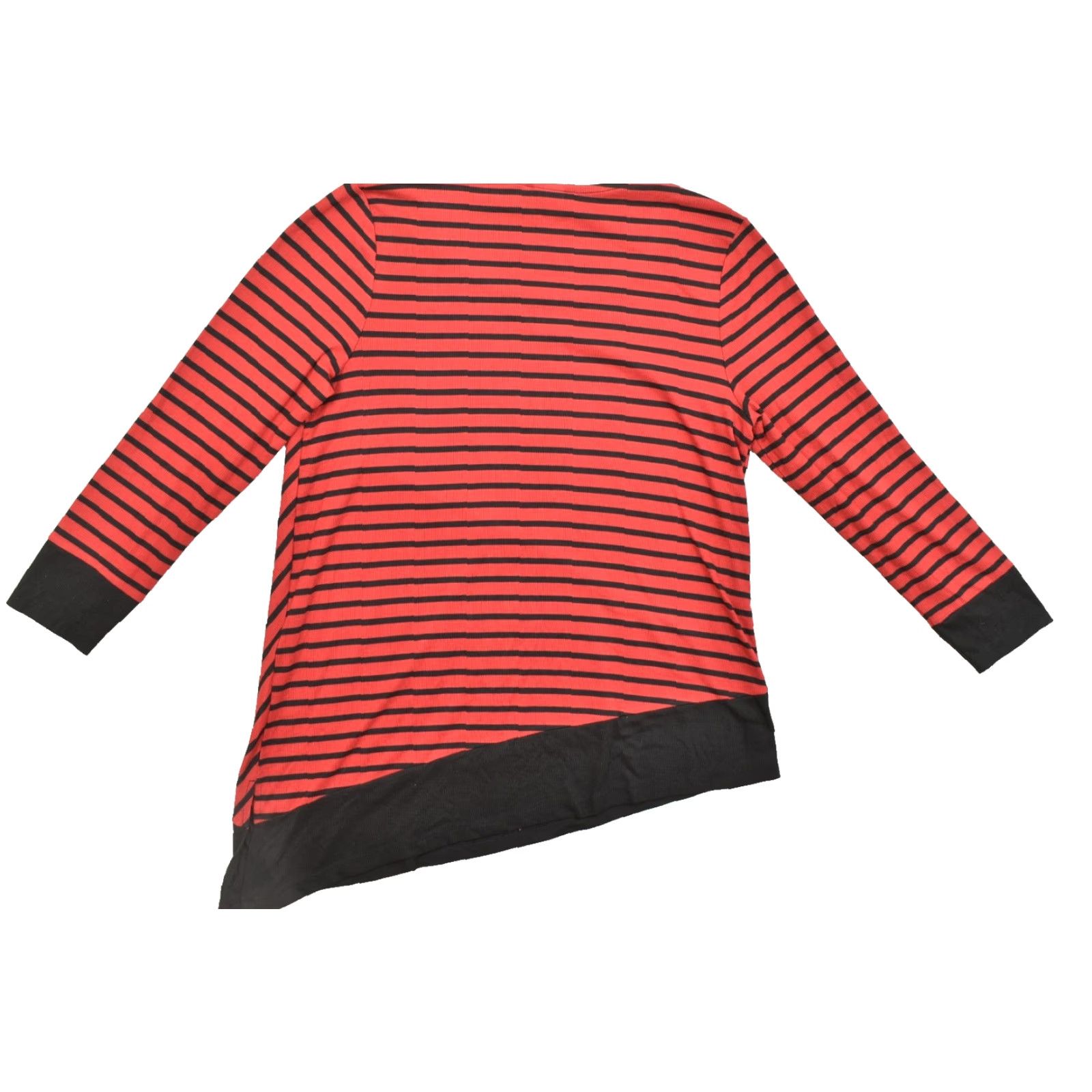 Vintage Chico's Red Black Striped Ribbed Knit Top XL Size Women Long Sleeve Pullover Round Neck Casual Stretch Size XL / US 12-14 / IT 48-50 - 2 Thumbnail