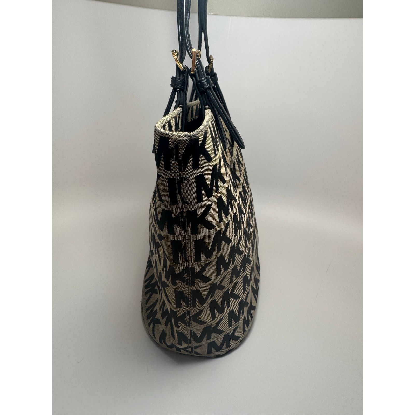 Michael Kors Michael Kors Jet Set Monogram Black & Grey Tote w/Leather Size ONE SIZE - 3 Thumbnail