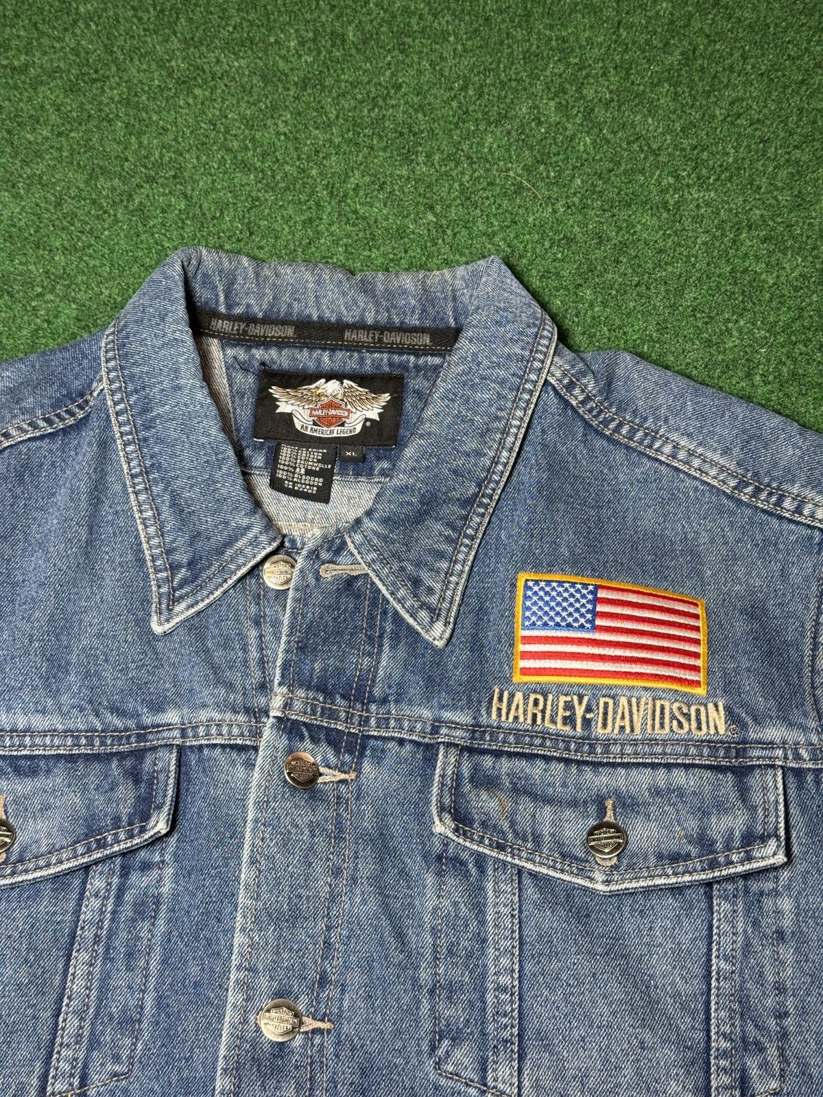 Harley Davidson Vintage Harley Davidson Grunge Denim XL Biker Vest Size US XL / EU 56 / 4 - 2 Thumbnail