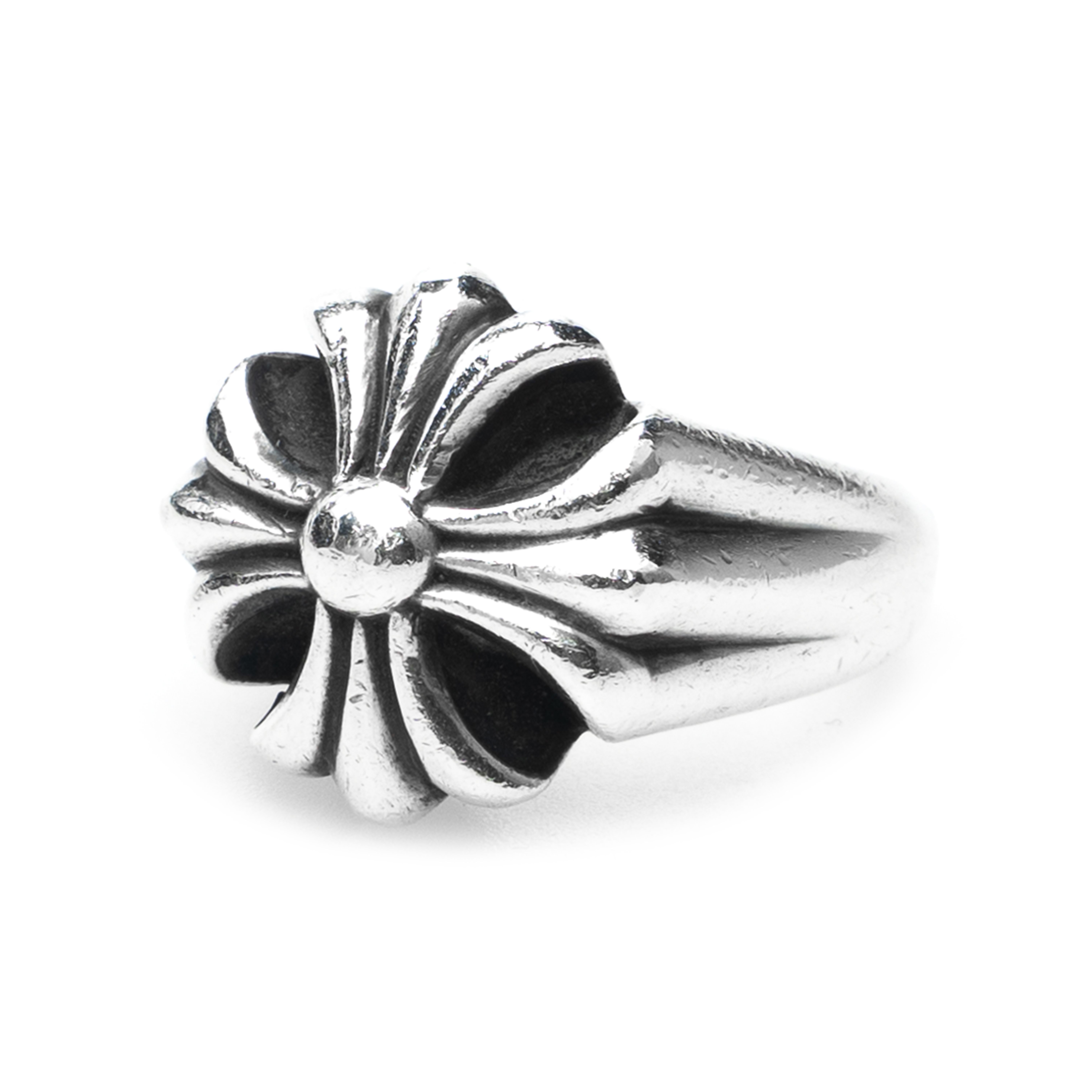 Pre-owned Chrome Hearts Cut Out Ch Plus Ring In Silver