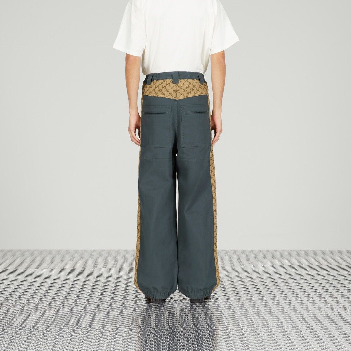 Gucci o1s1wg110125 Cotton Canvas Pant With GG Inserts Grey/Beige Size US 34 / EU 50 - 7 Thumbnail