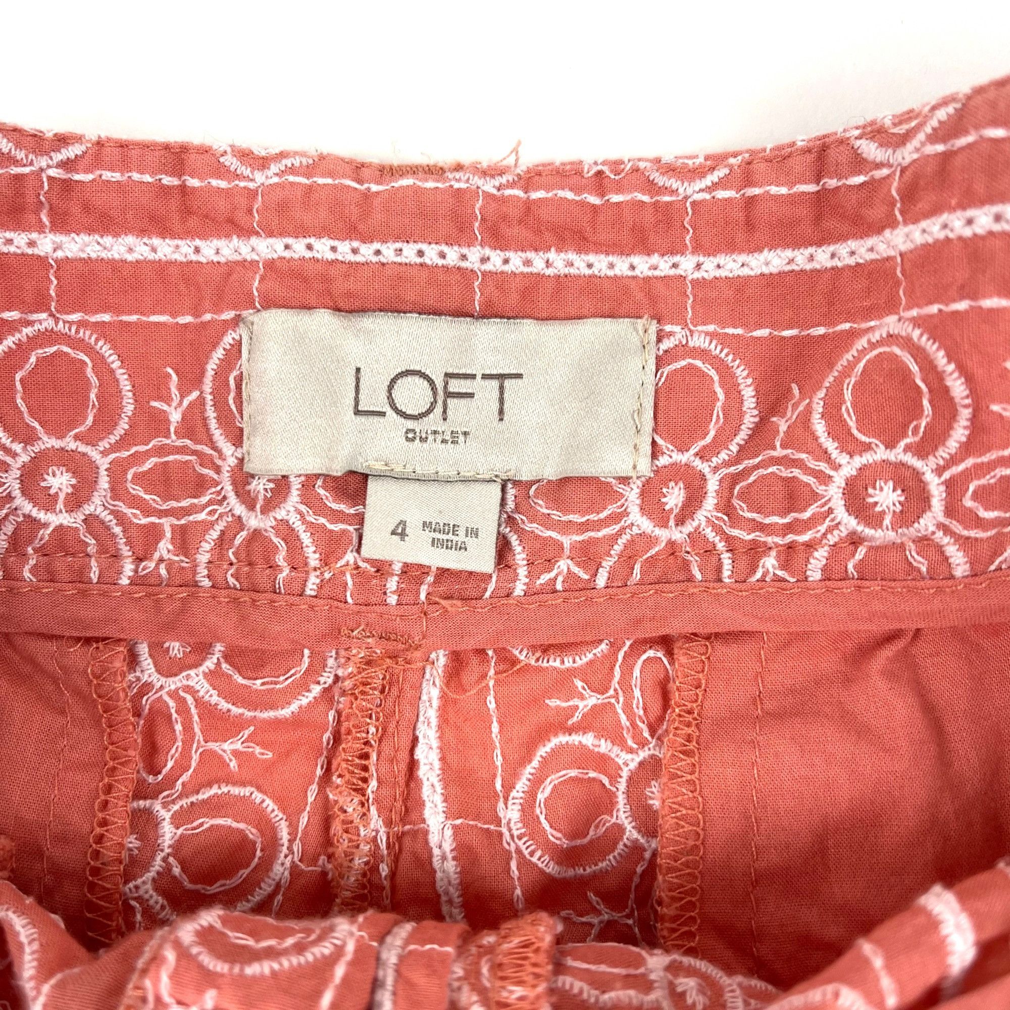 Loft LOFT Outlet 4" Shorts Pink Embroidered Casual Summer Size 4 Size 31" - 2 Thumbnail