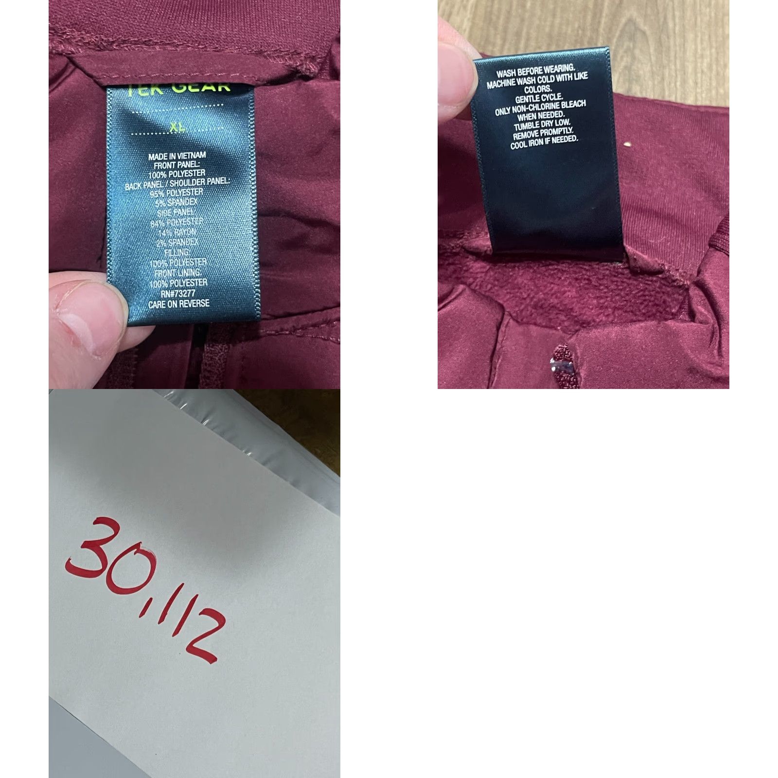 Tek Gear Tek Gear Jacket Womens XL Burgundy Full Zip Sleeveless Vest Quilted Size XL / US 12-14 / IT 48-50 - 8 Thumbnail