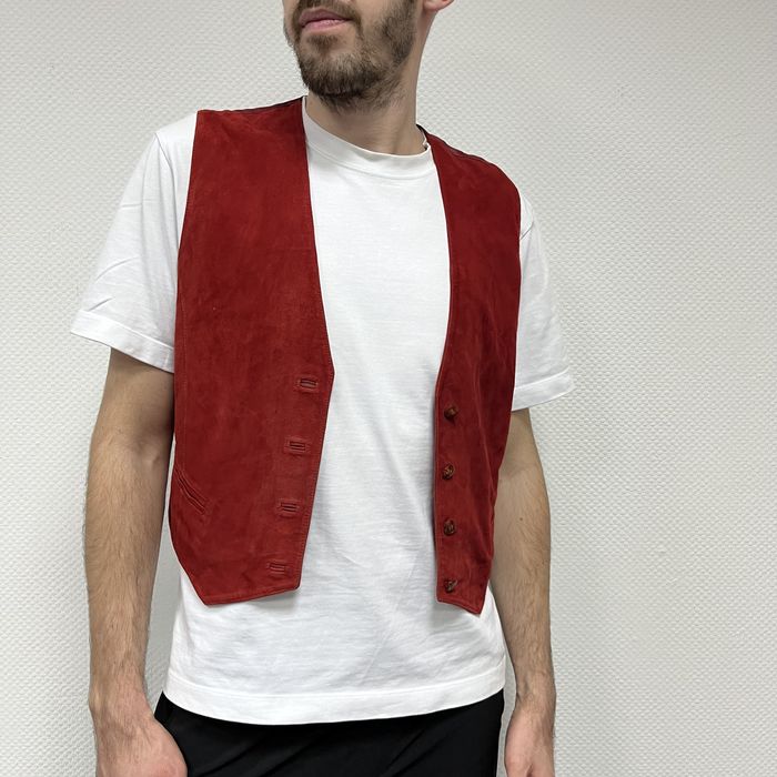 Vintage Vintage Italian Leather Red Vest | Grailed