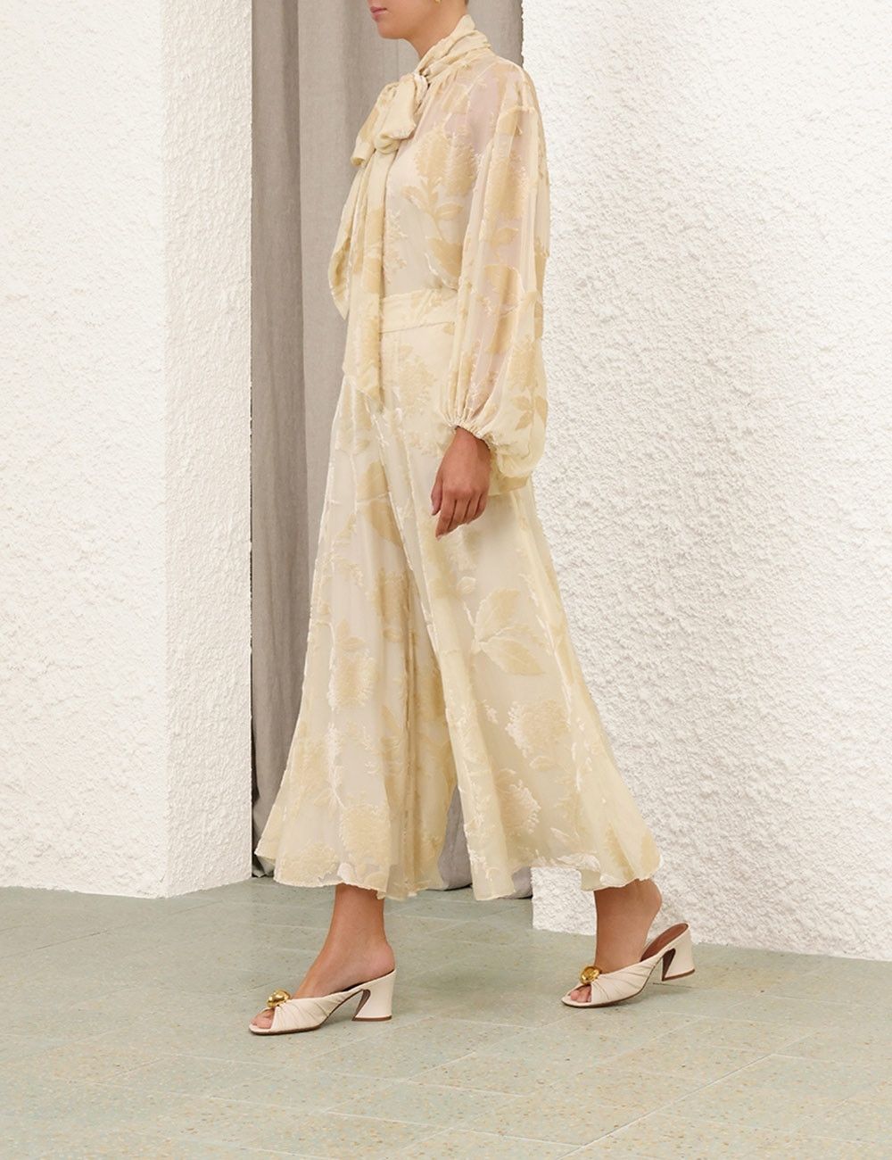Zimmermann oc11z1025 Burnout Blouse in Cream Size L / US 10 / IT 46 - 3 Thumbnail