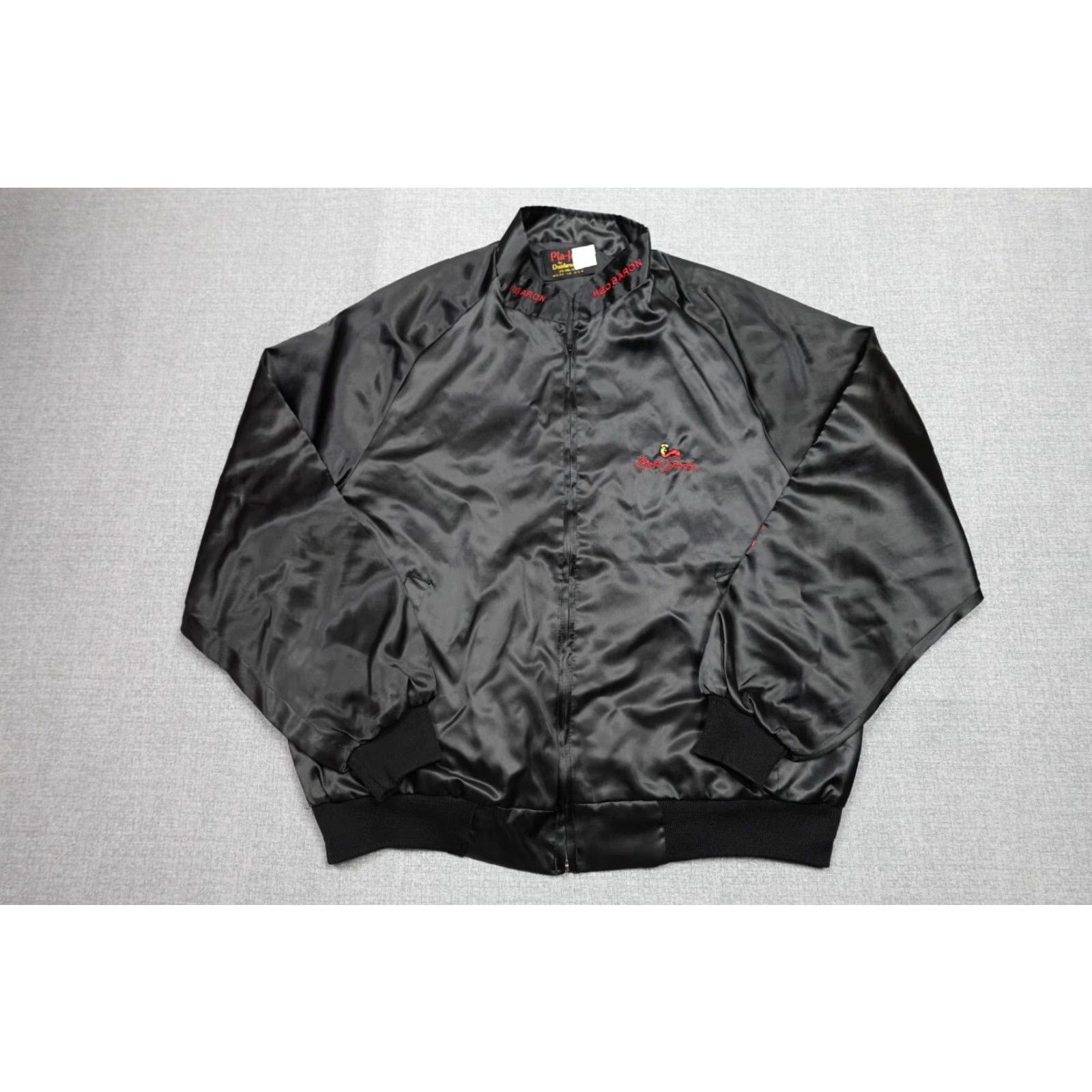 Dunbrooke VINTAGE Dunbrooke Red Bomber Jacket Mens XL Satin Cars Racing Pattern Solid Nylon Stand-Up Collar Size US XL / EU 56 / 4 - 2 Thumbnail