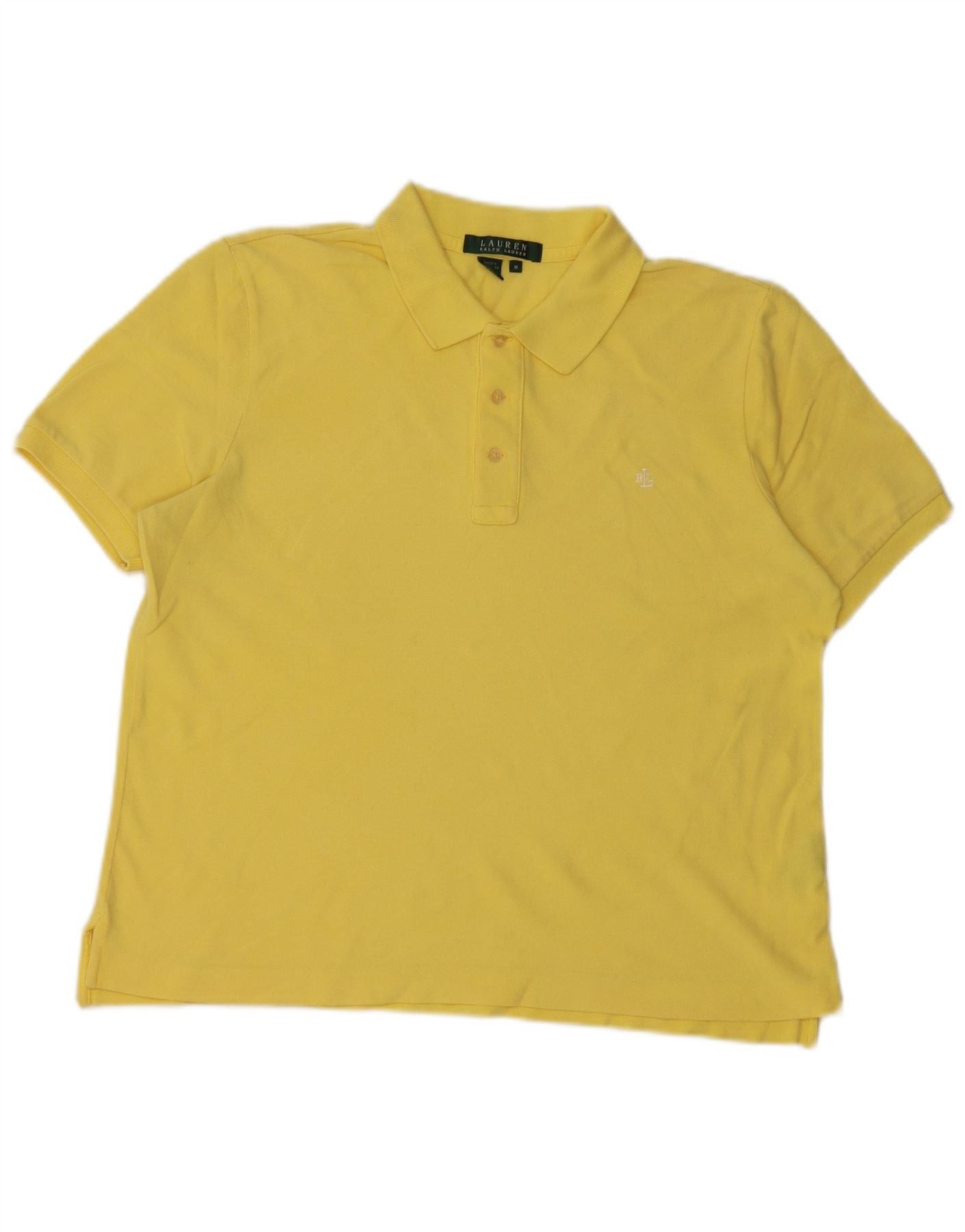Ralph Lauren Womens Crop Polo Shirt UK 14 Medium Yellow Cotton Size M / US 6-8 / IT 42-44 - 1 Thumbnail