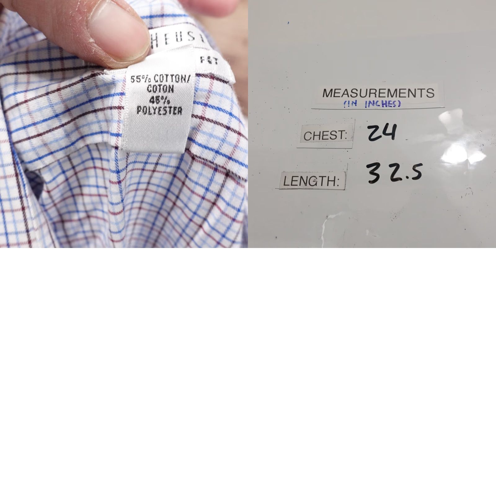 Van Heusen Van Heusen Mens Dress Shirt 16-16.5 34/35 White Check Wrinkle Free Regular Fit Size 46R - 8 Thumbnail